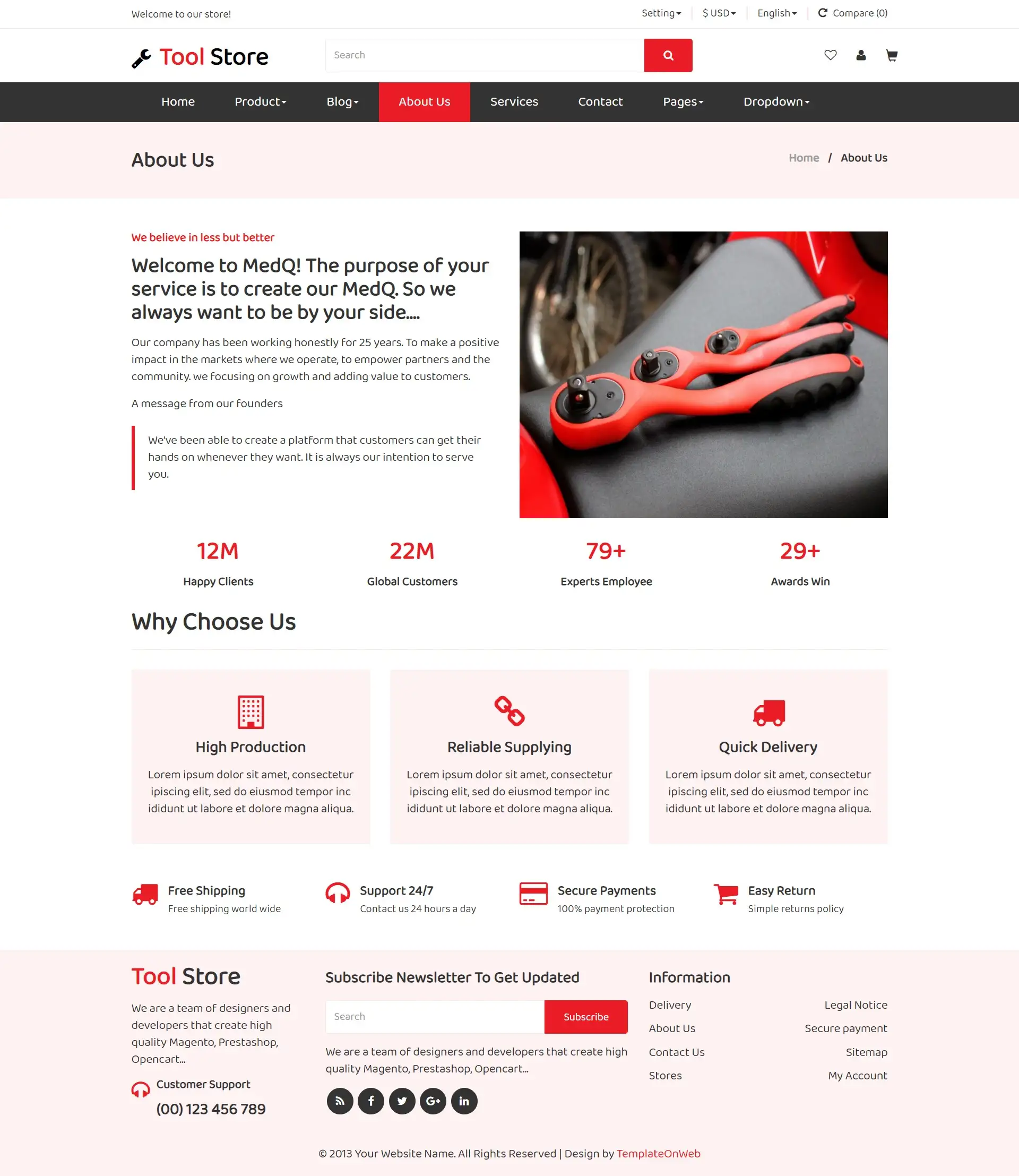 Bootstrap shopping cart about us page