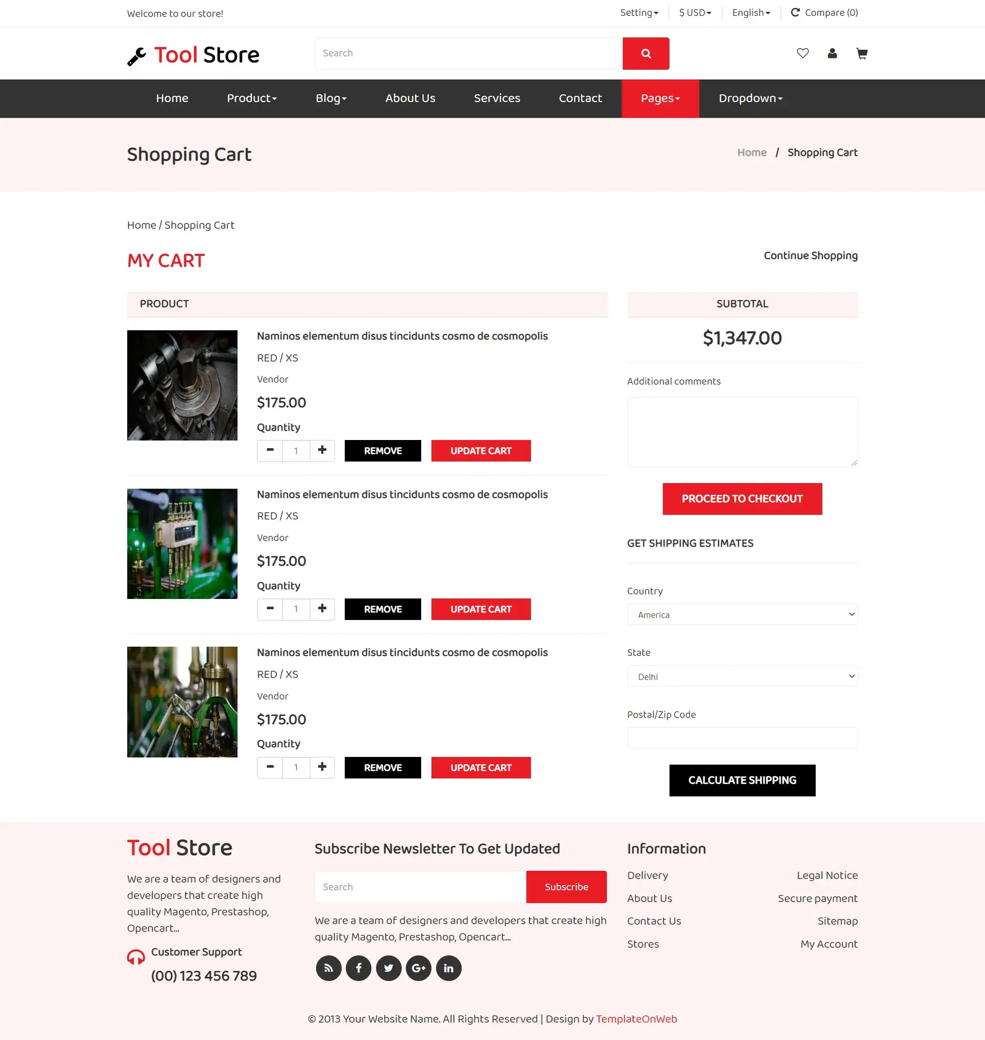 Tool house shopping cart page