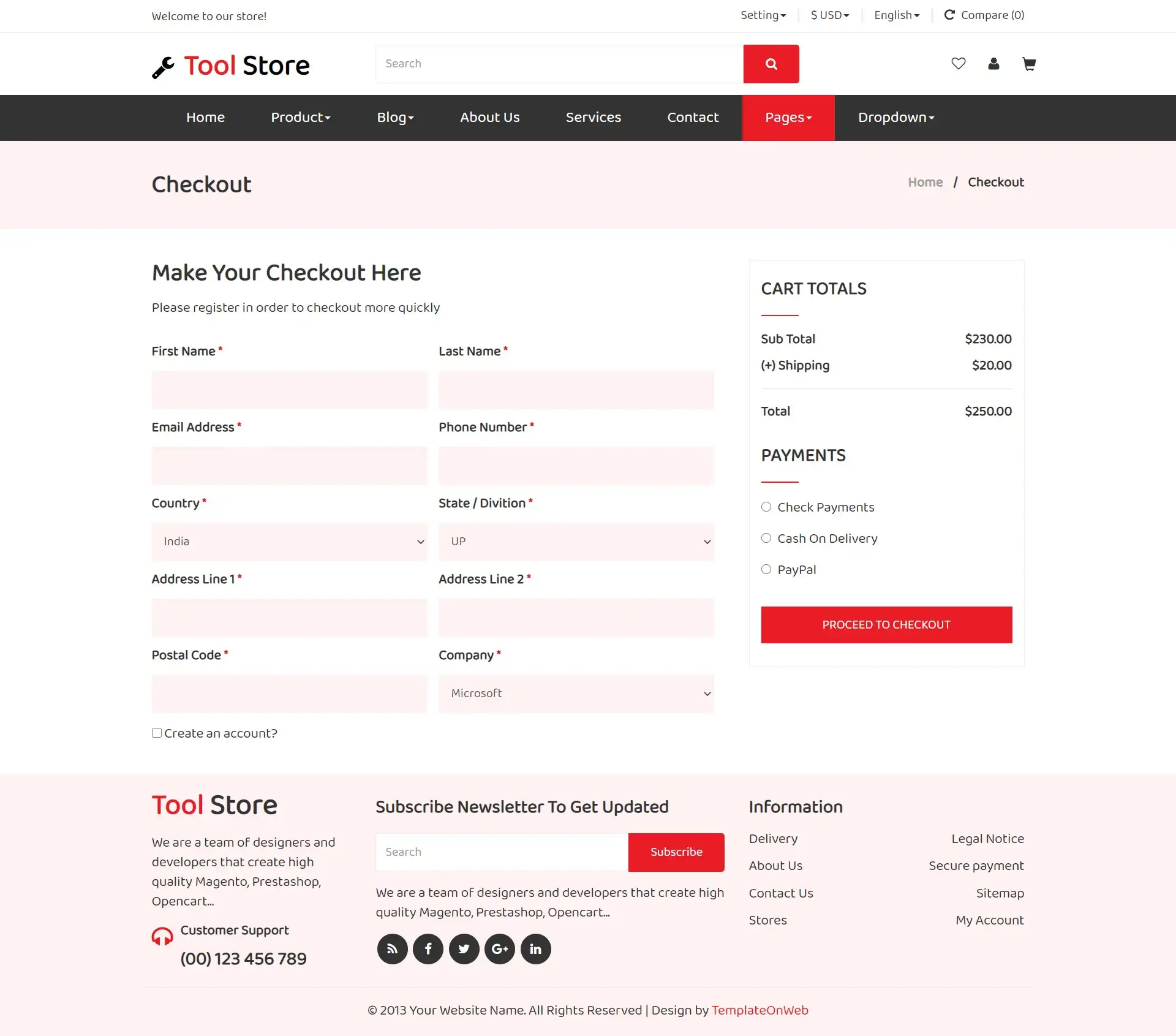 Tool store checkout page html