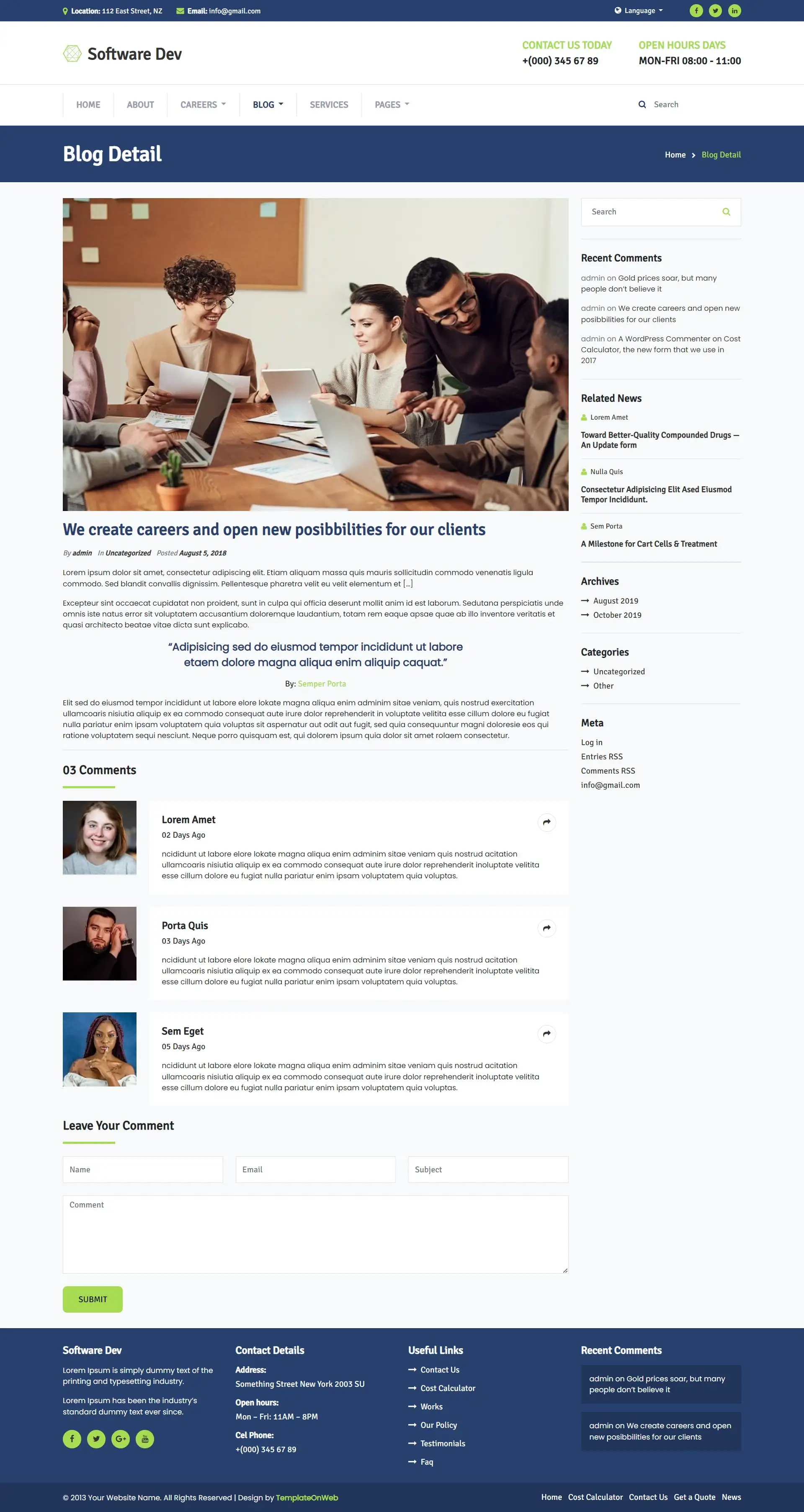 Web development blog details page responsive html