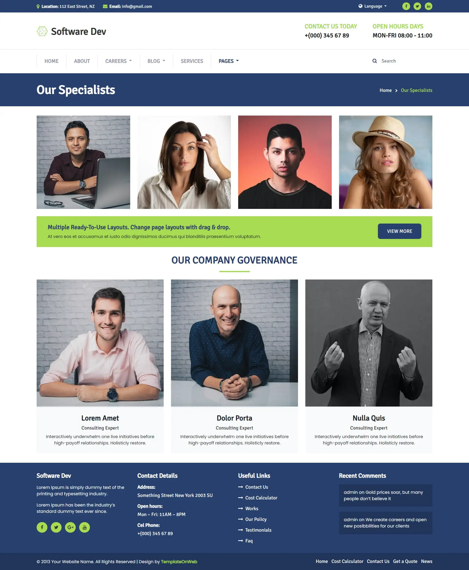 Software design teams web page