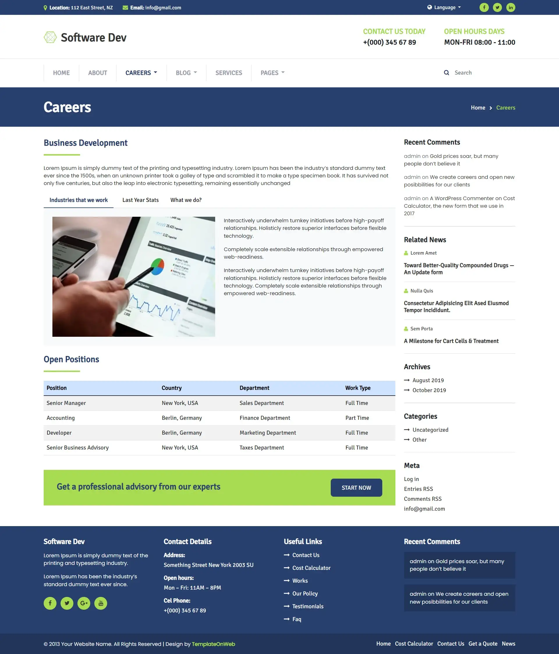 Software development company jobs page bootstrap 5