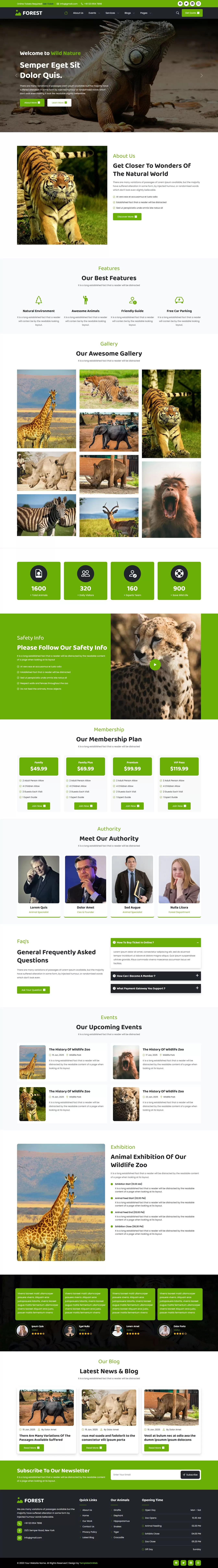 Forest website template home page layout