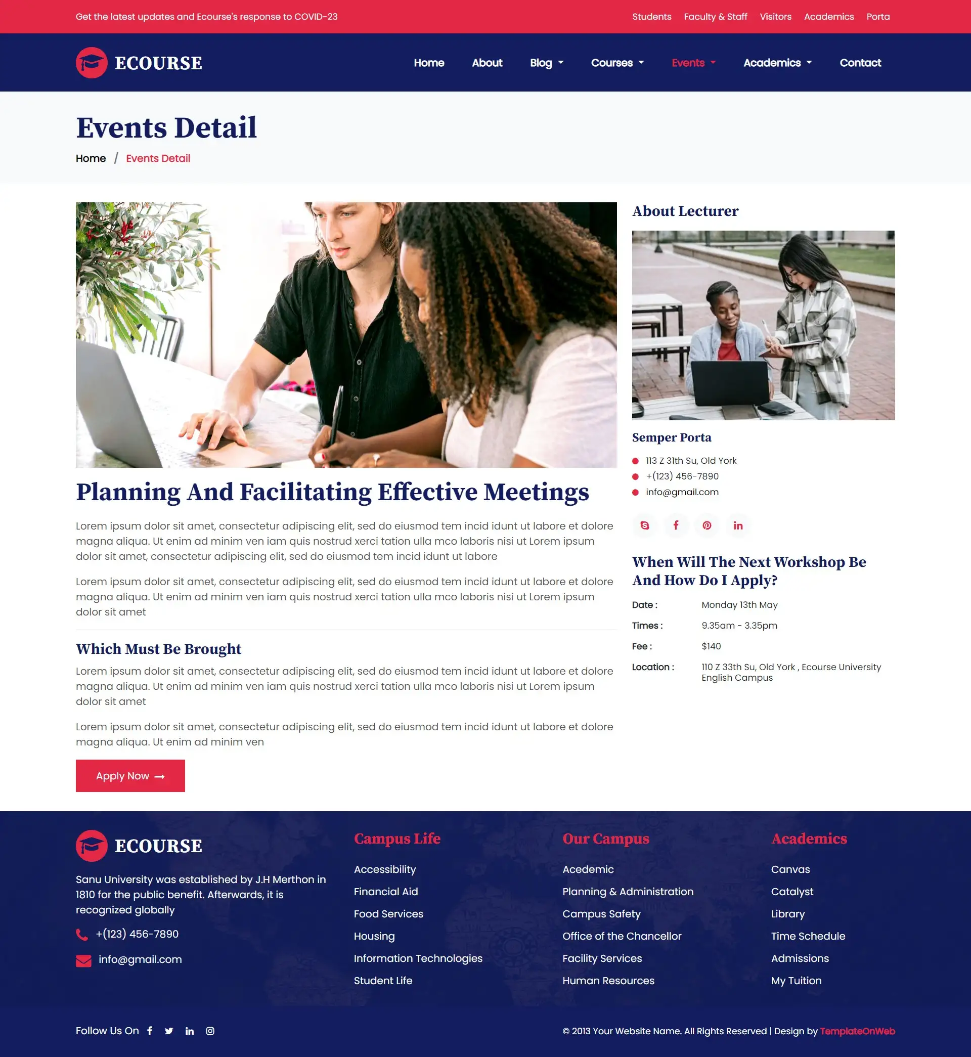 Education event detail