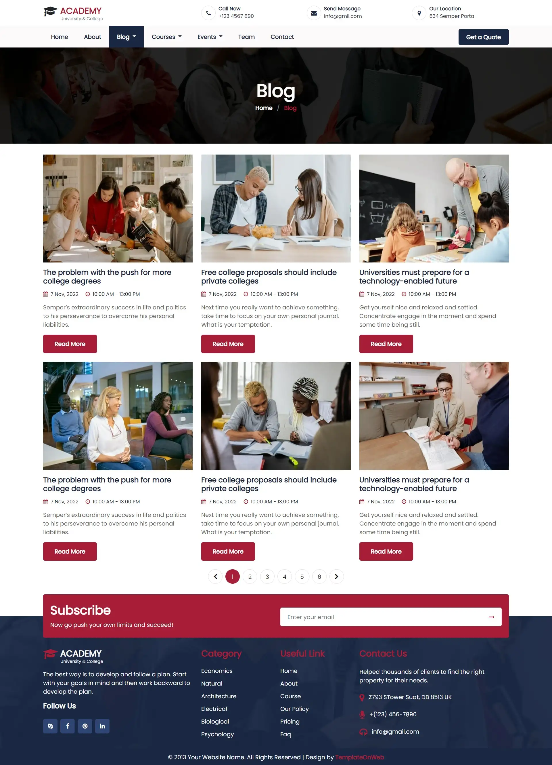 University education and courses blog listing page