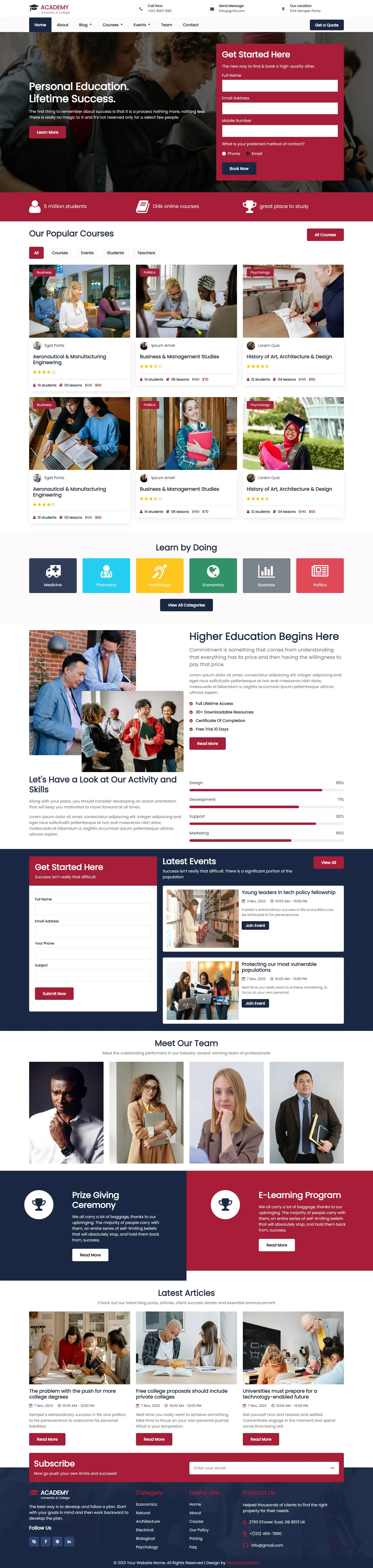 University website template html homepage