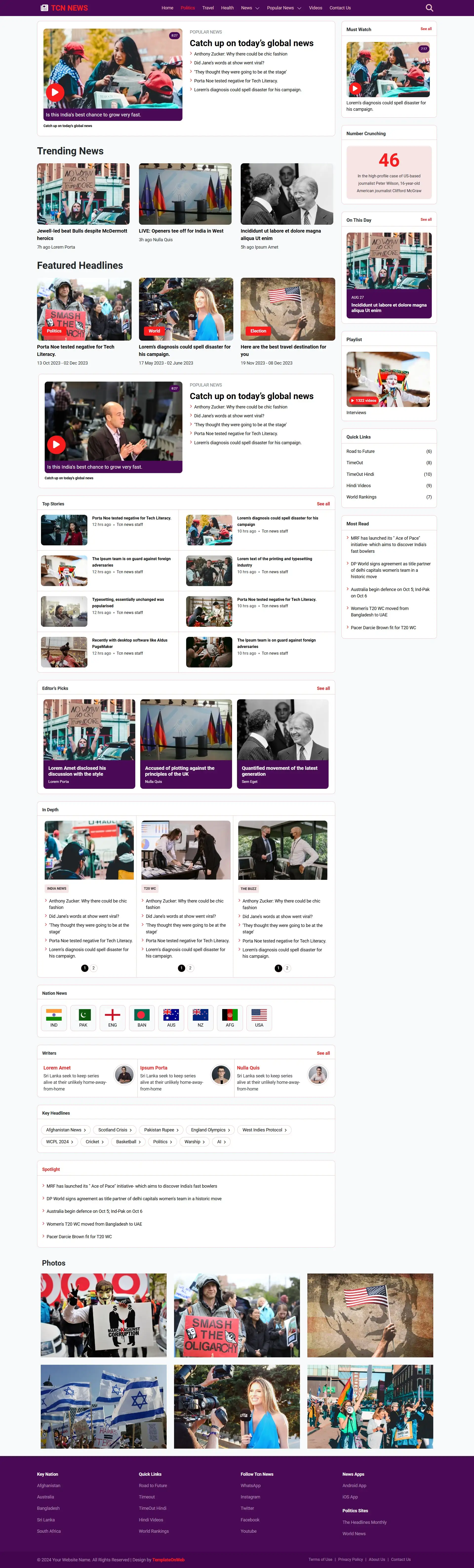 Politics news html page screen