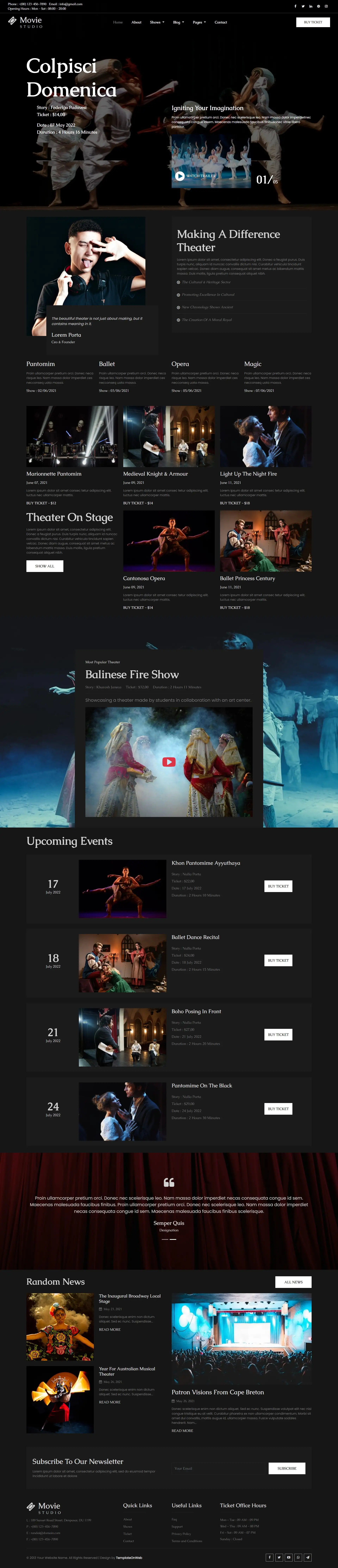 Movie website template html home page