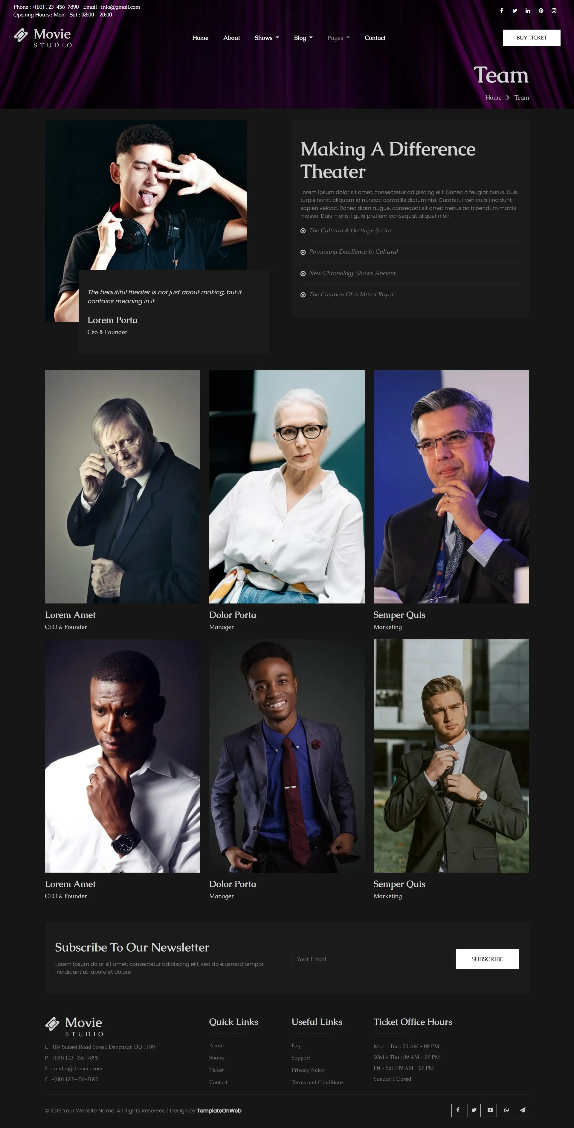 Video production team list