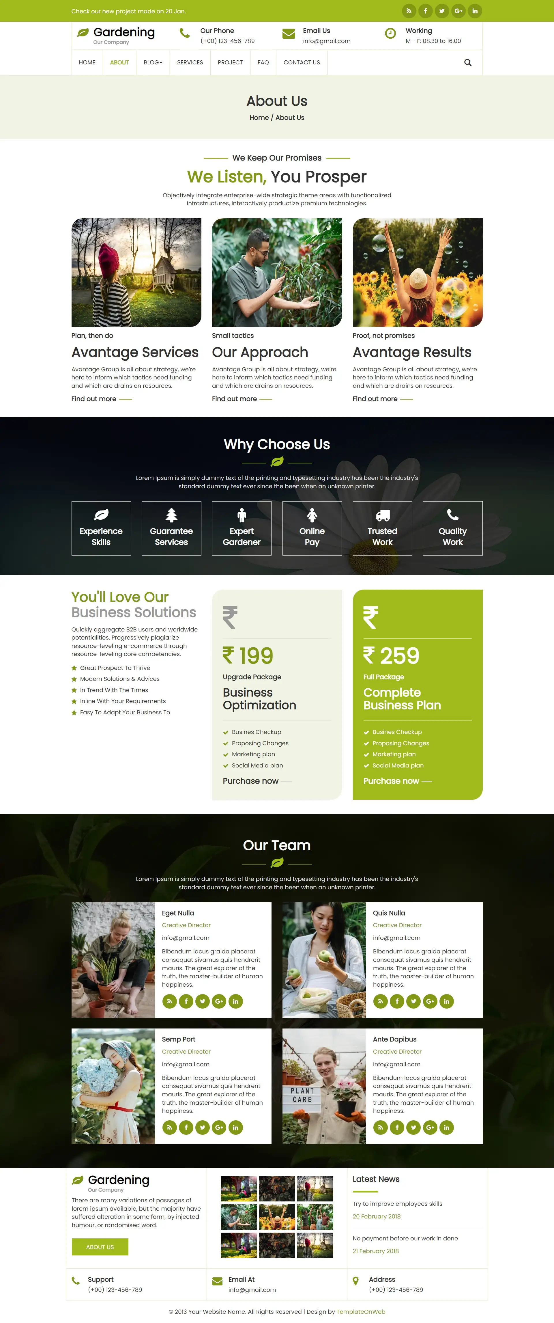 About us page for plant nursery