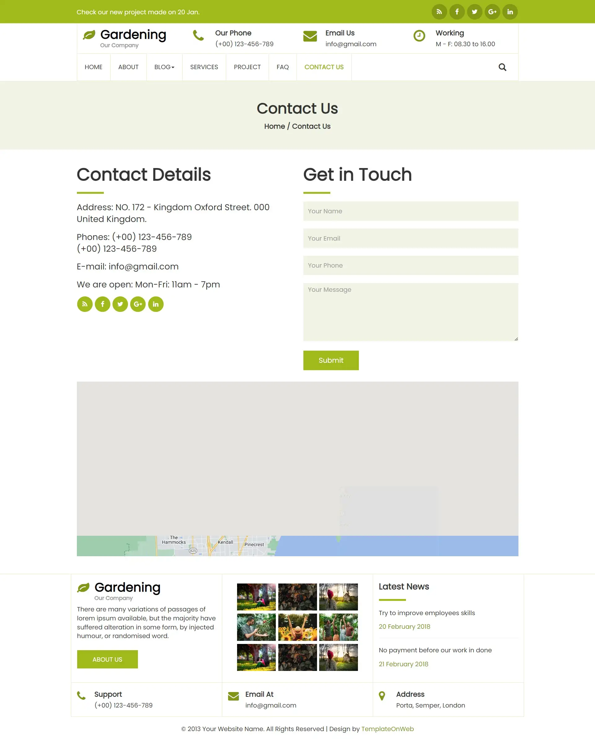 Gardener contact us page responsive html