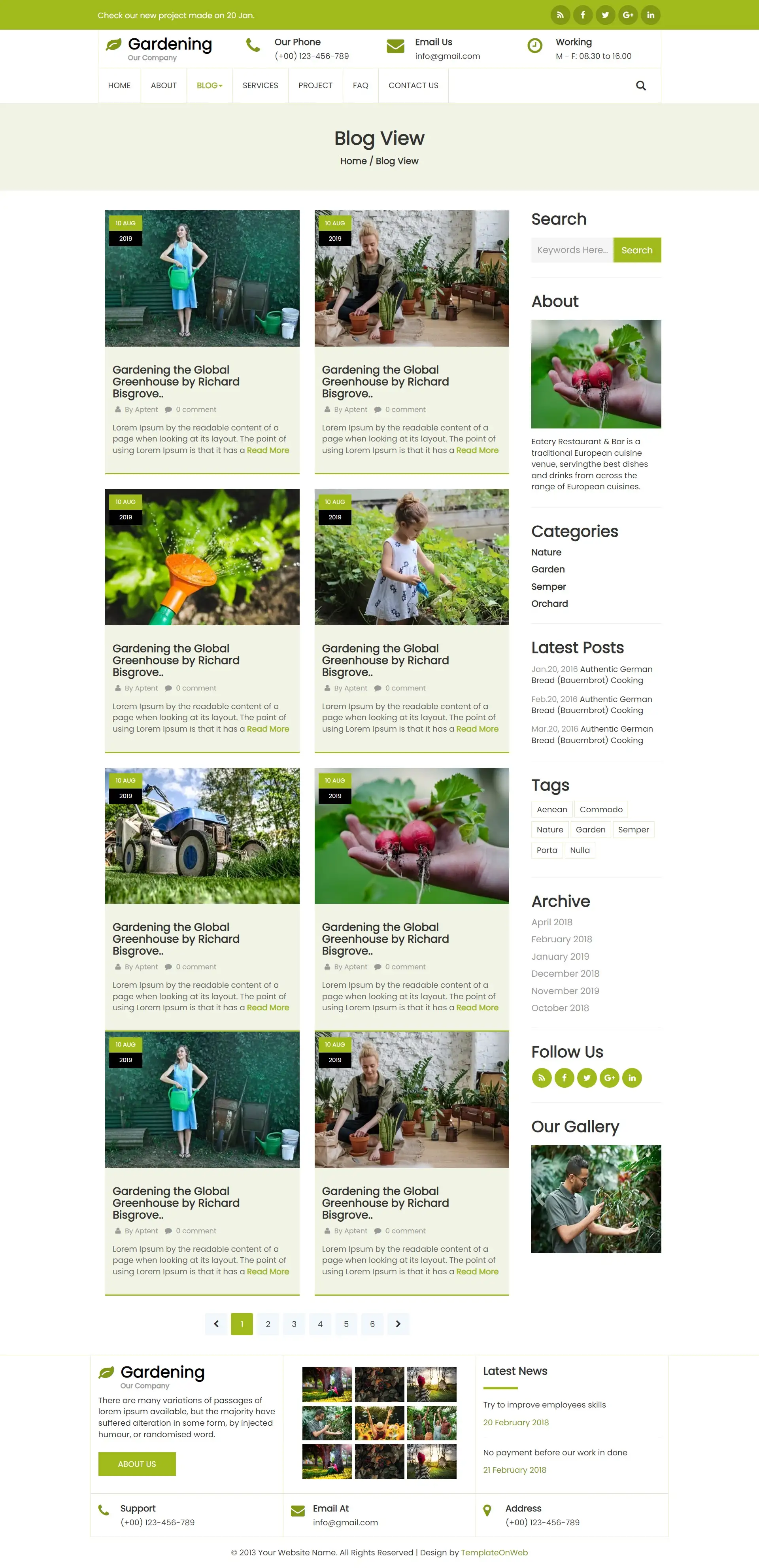 Gardening blogs and tips web template