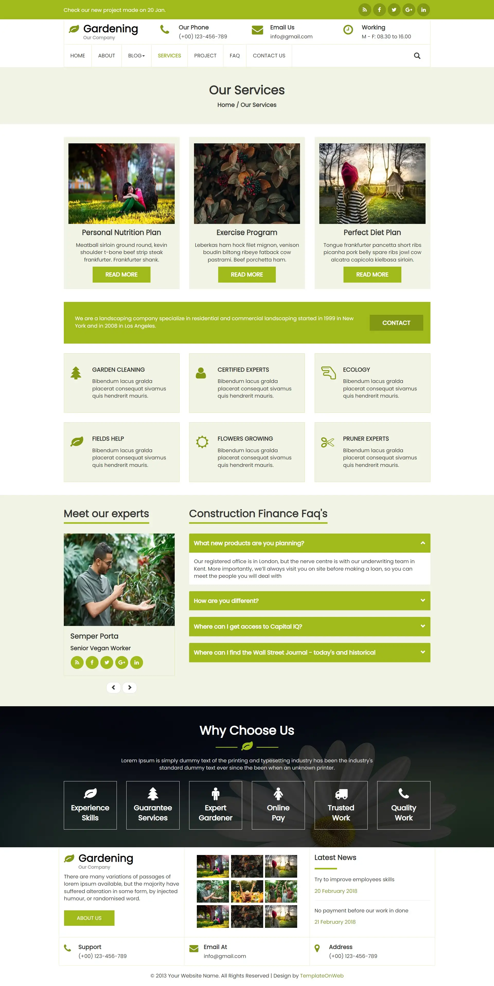Gardening services page html design