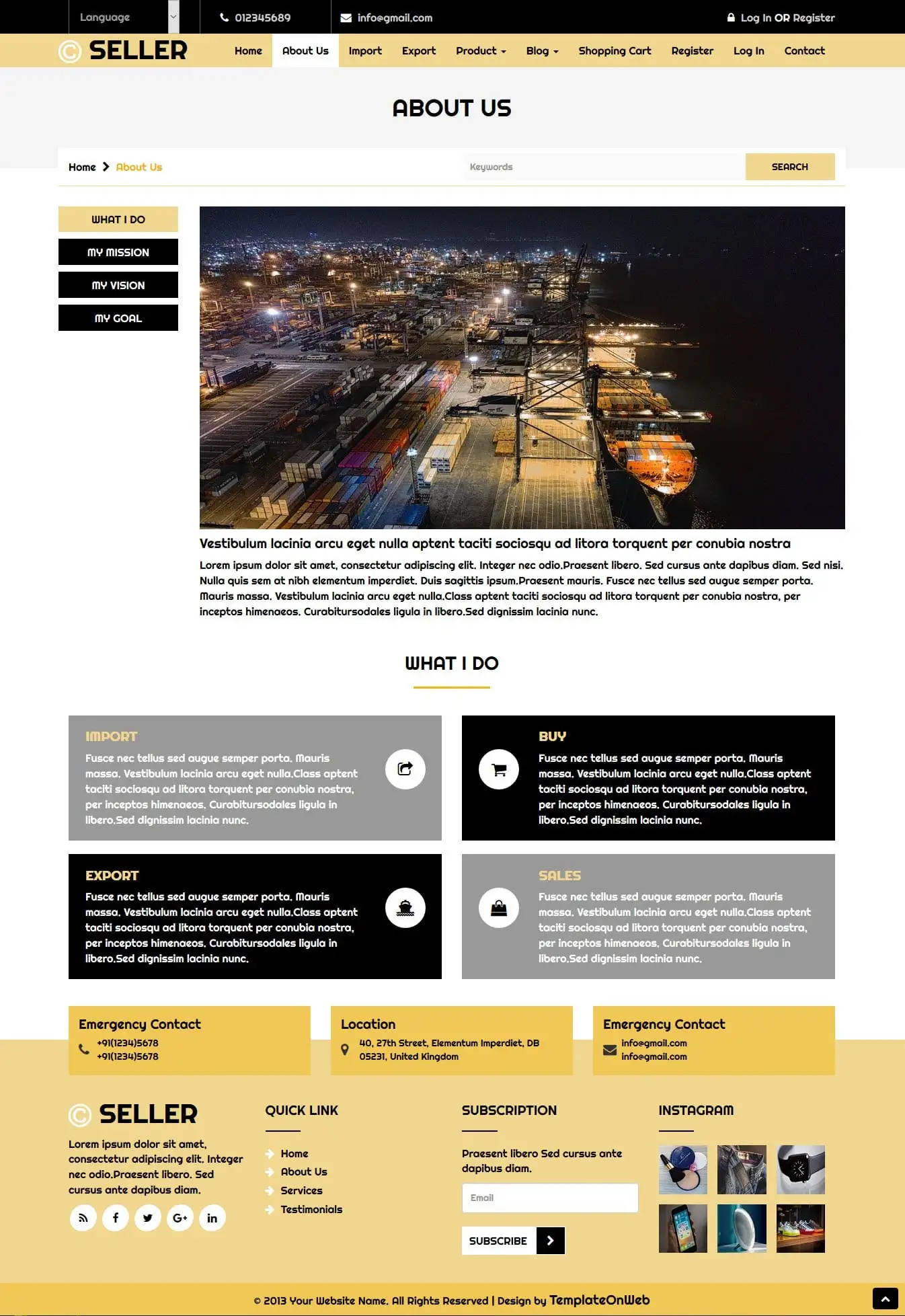 About impex company hrml page