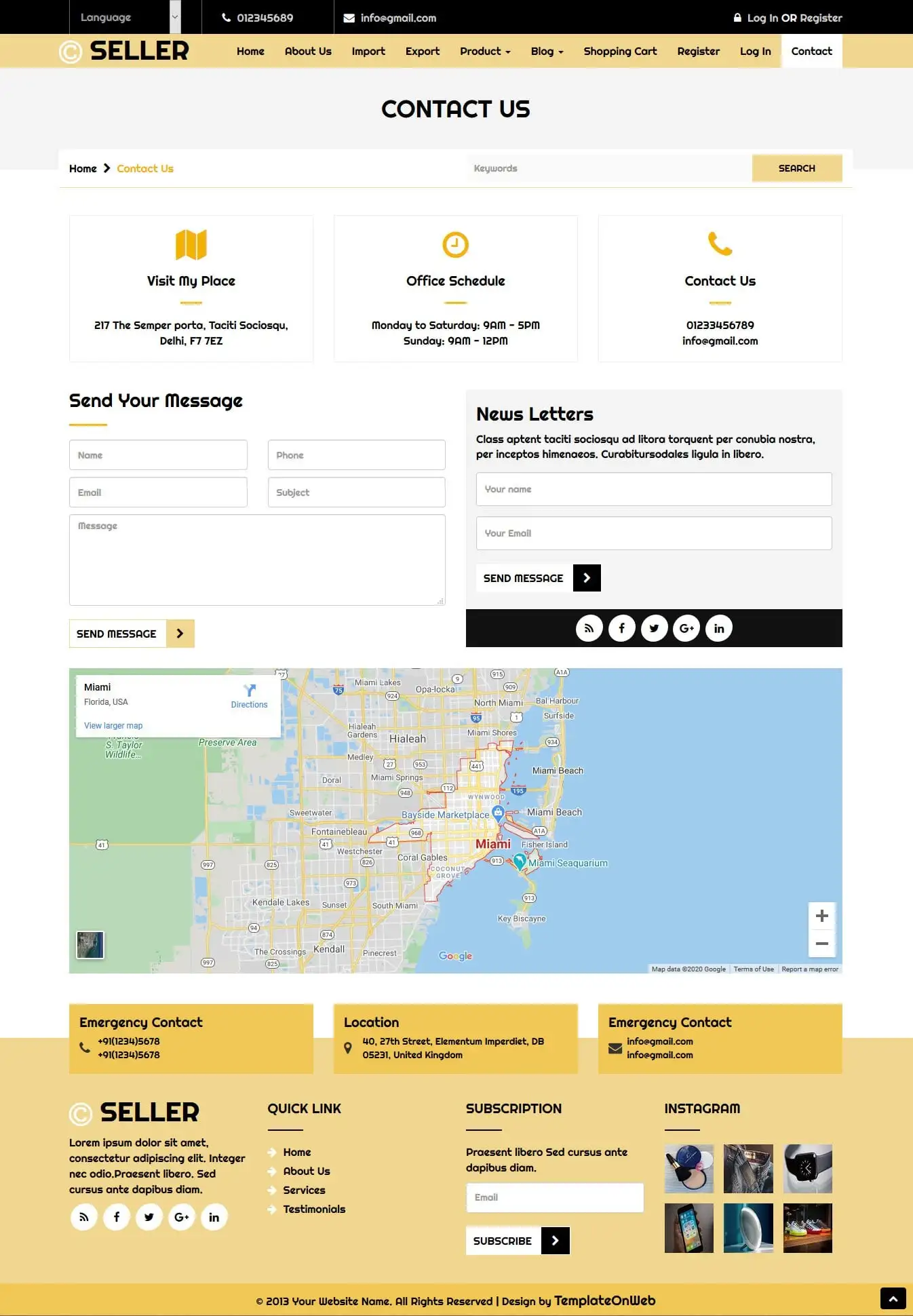 Responsive template contact us page