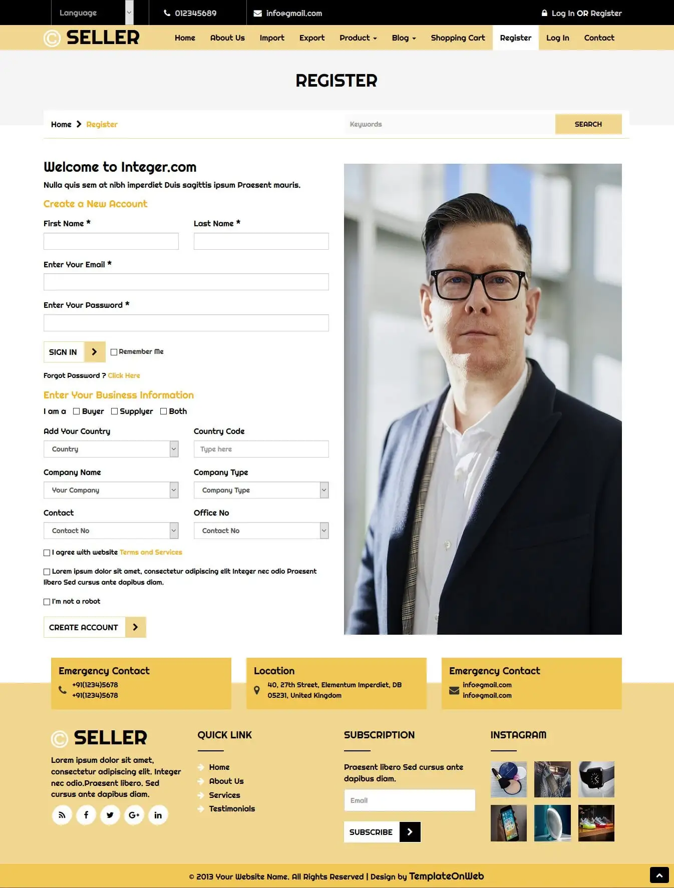 Company registration and user query page