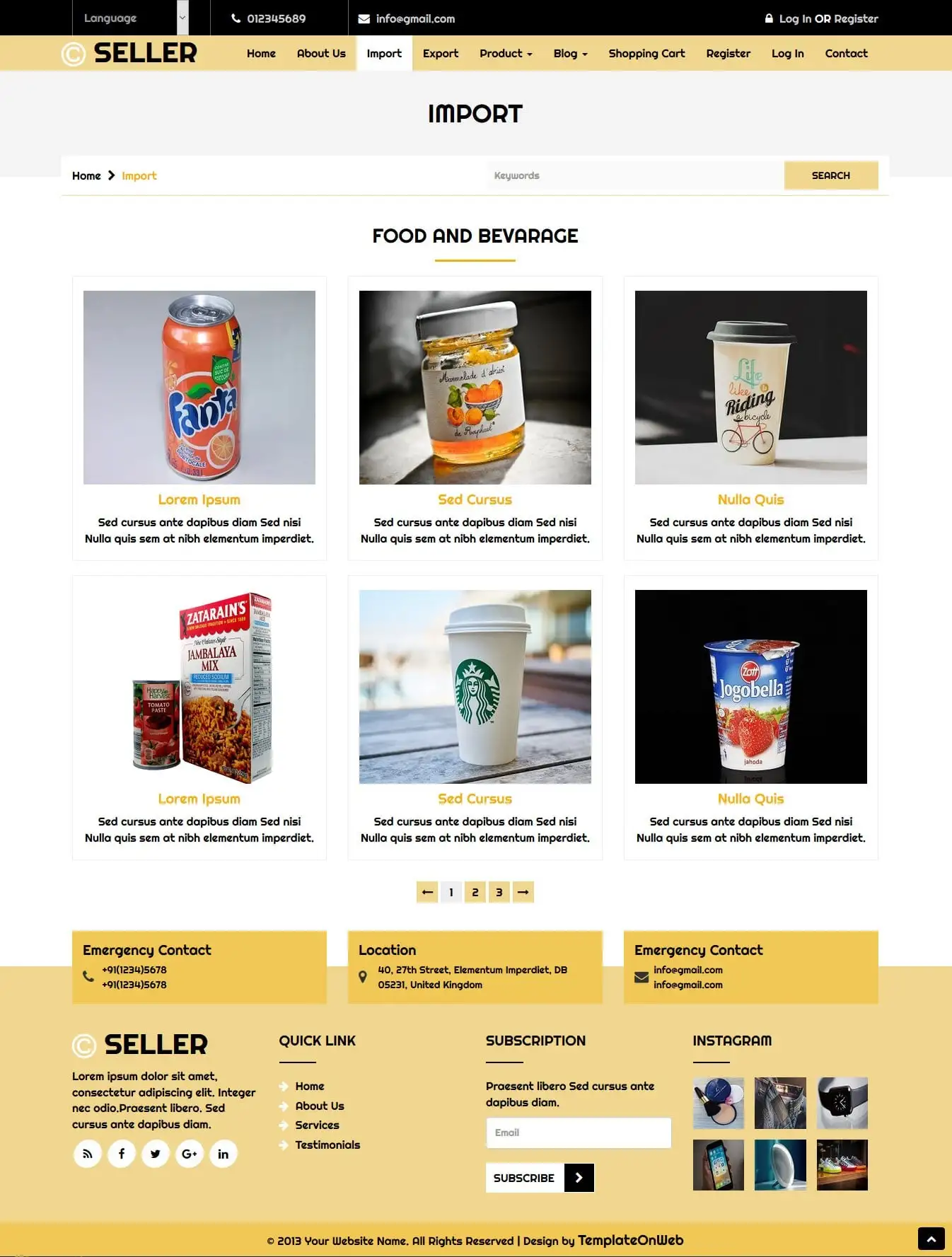 Import products listing responsive page