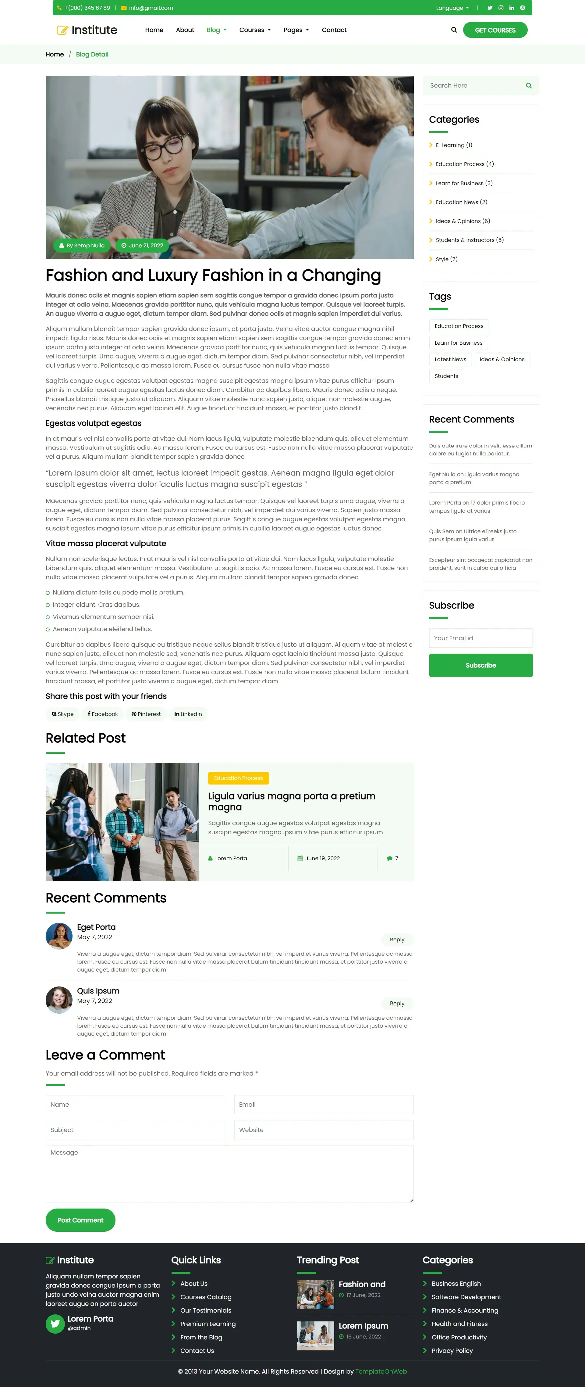 Institute education blog details