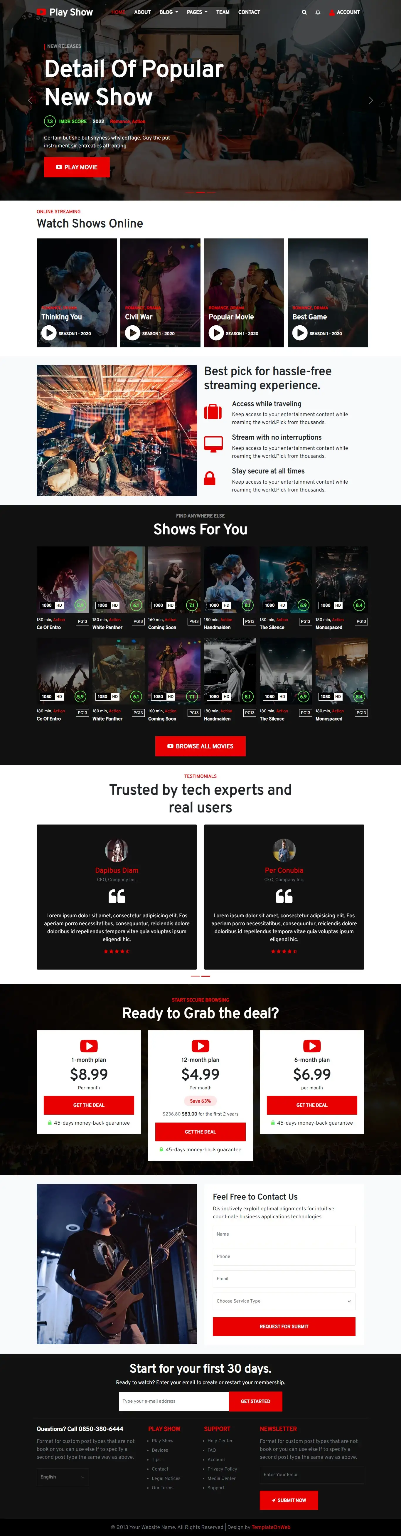 Movie trailer website template home