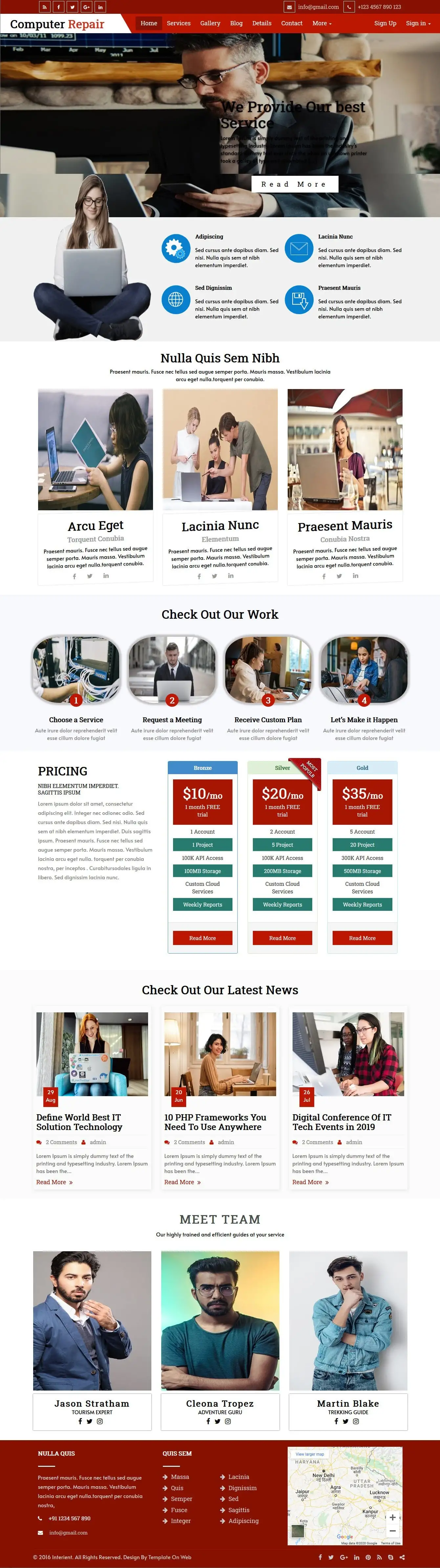 Computer repair website template home page