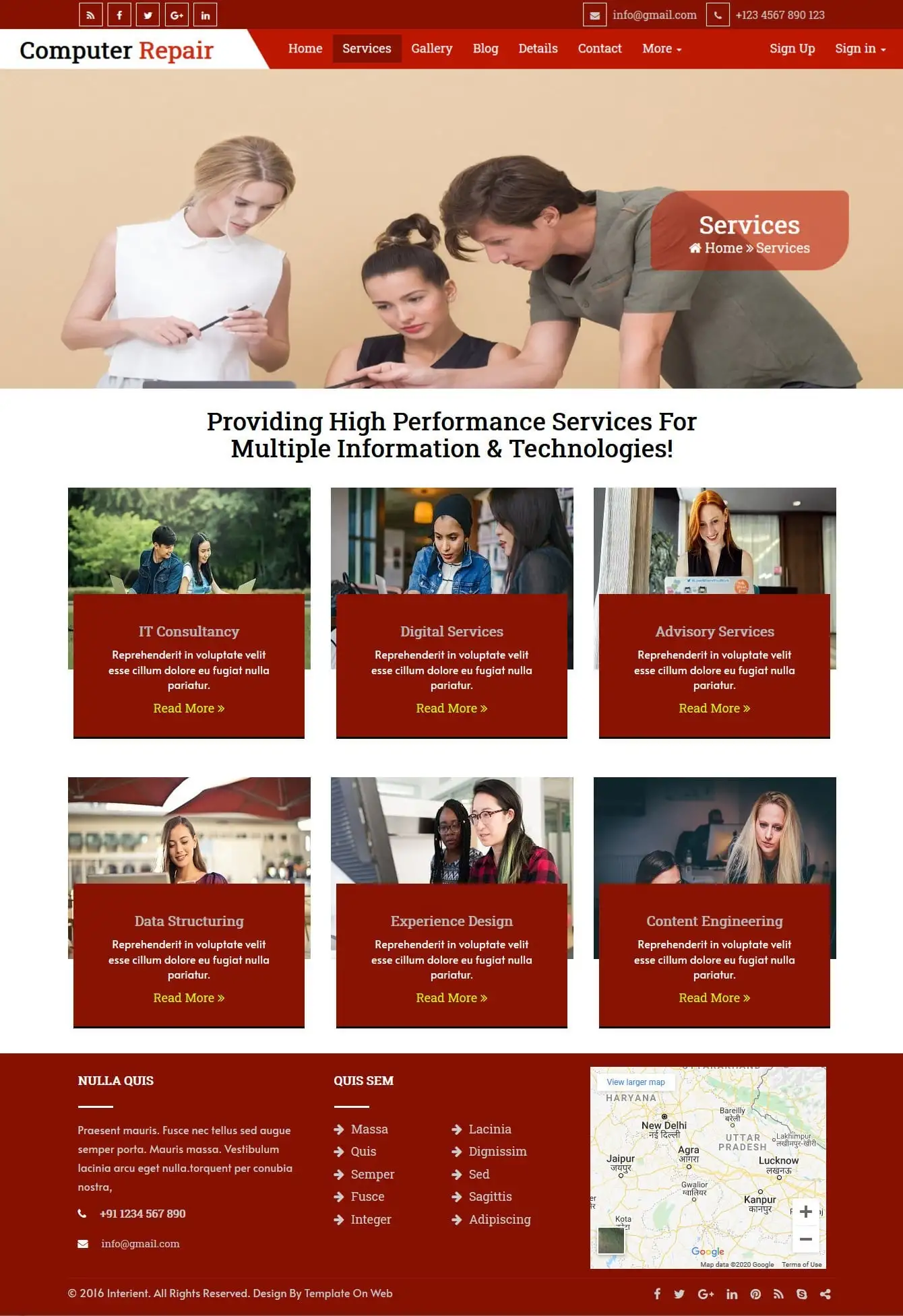 Responsive computer services page
