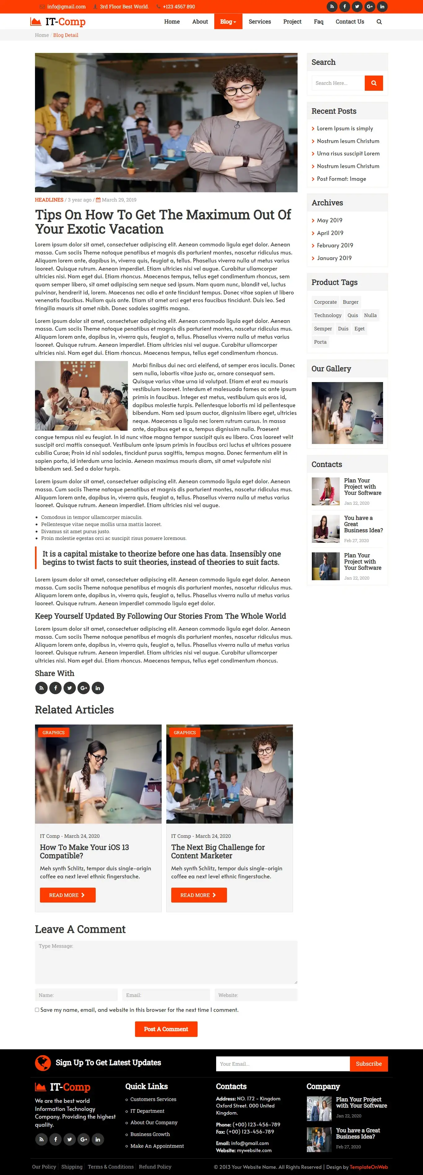 Responsive software blog details