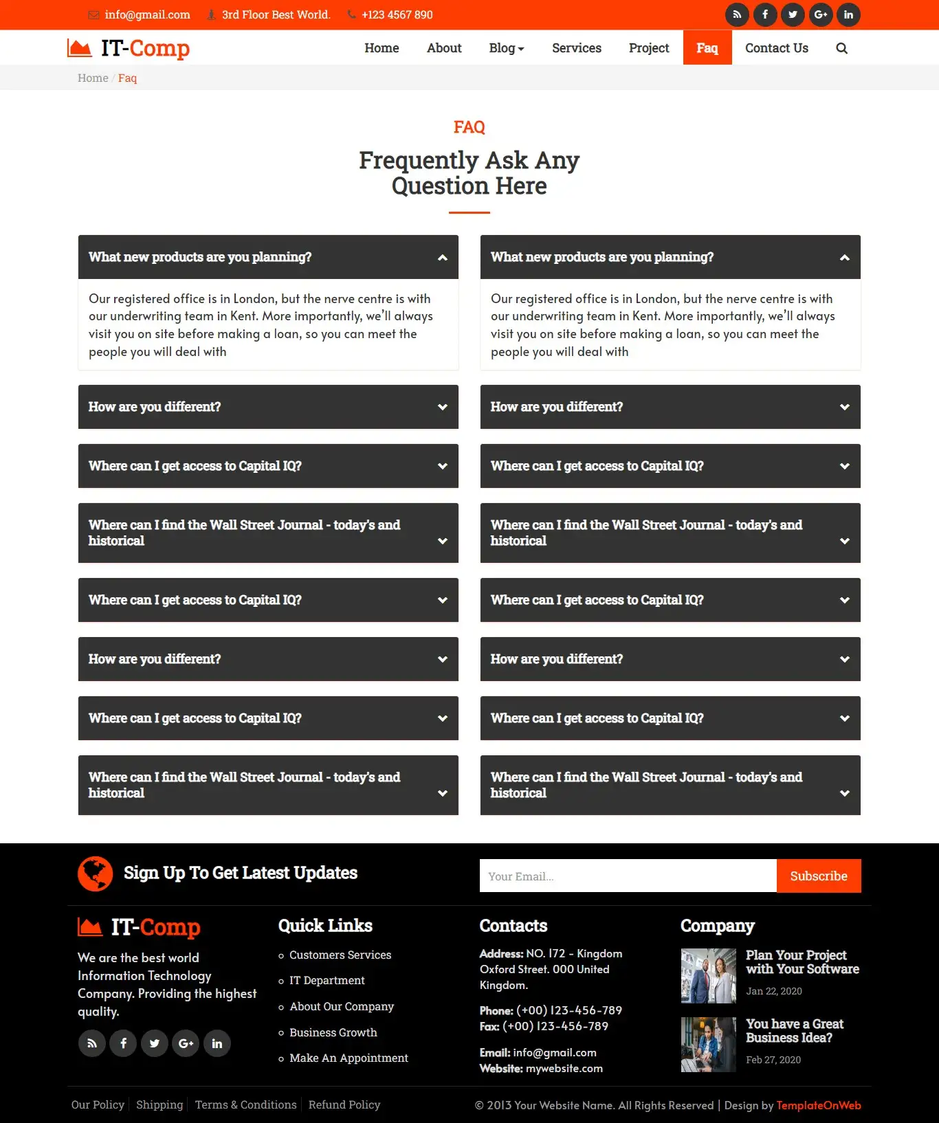 Software faqs page design using accordian
