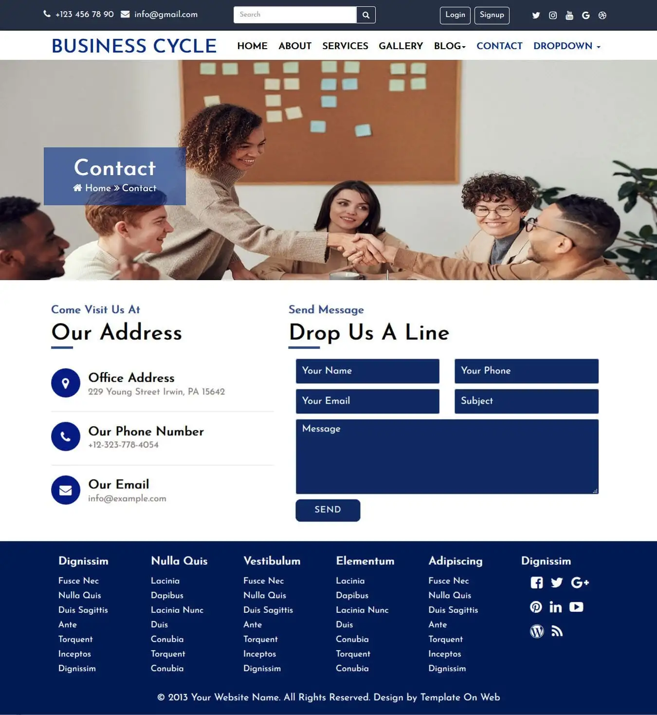 Consulting business template company contact page