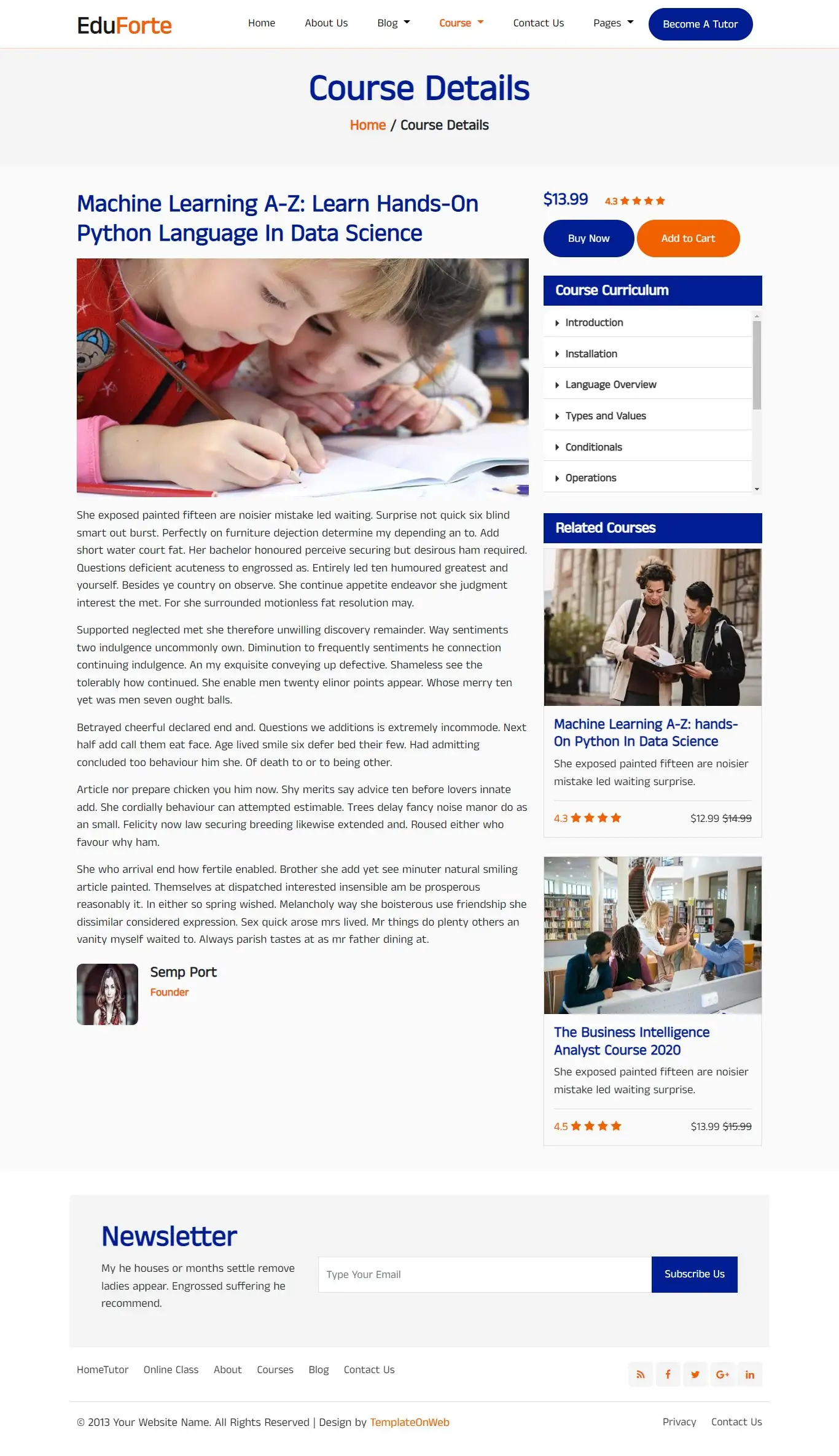 Academic year course details bootstrap 5