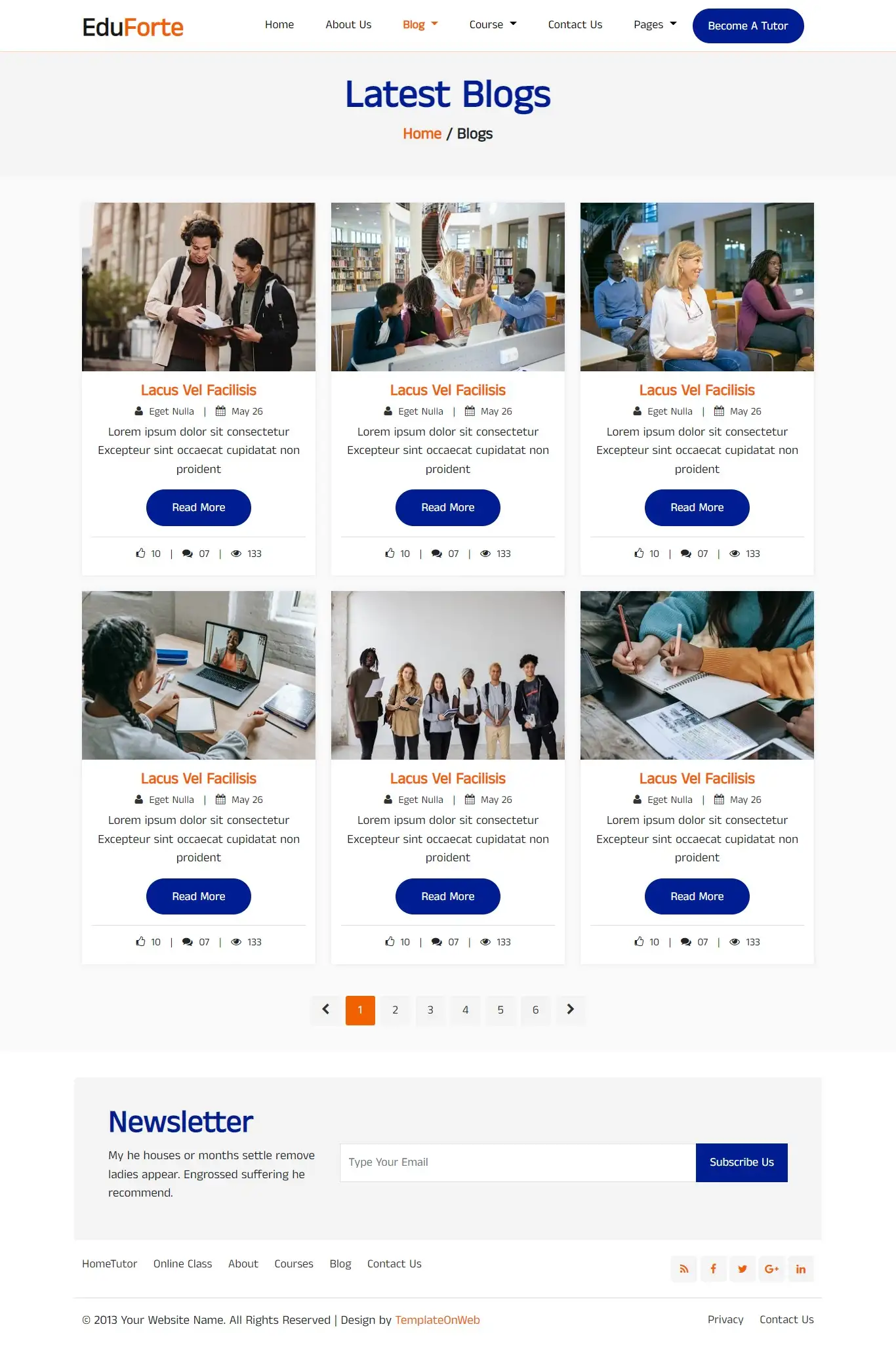 Educational website responsive academic blogs list