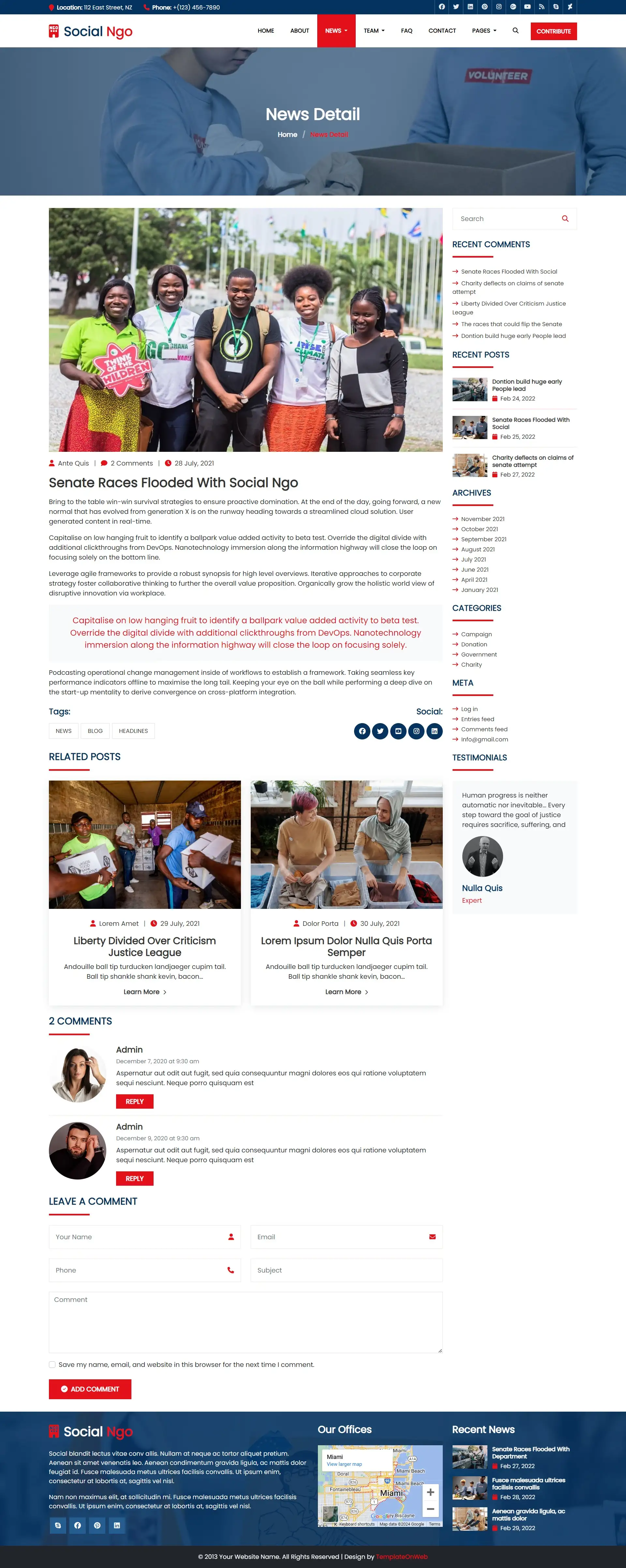 Social ngo blog detail website template free download