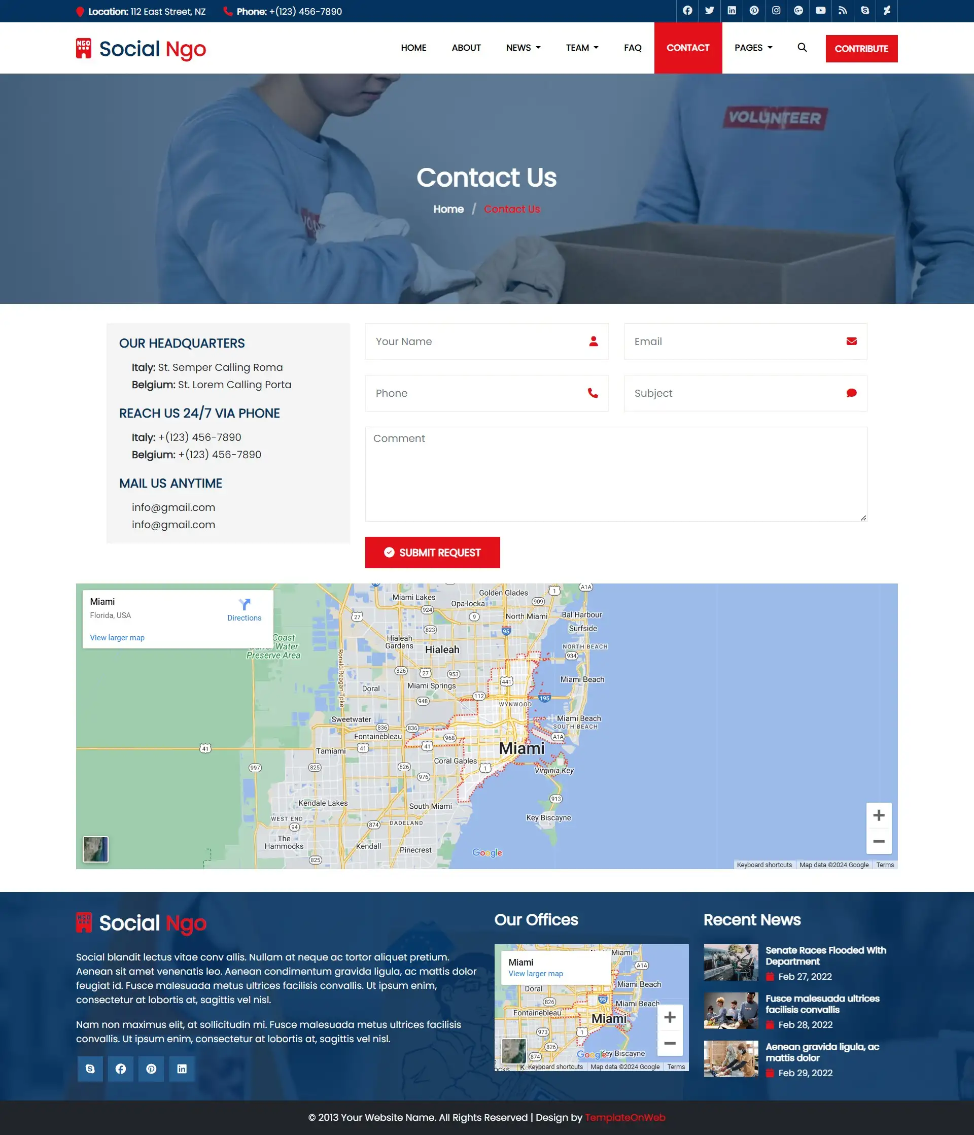NGO helpdesk contact numbers and address page web design