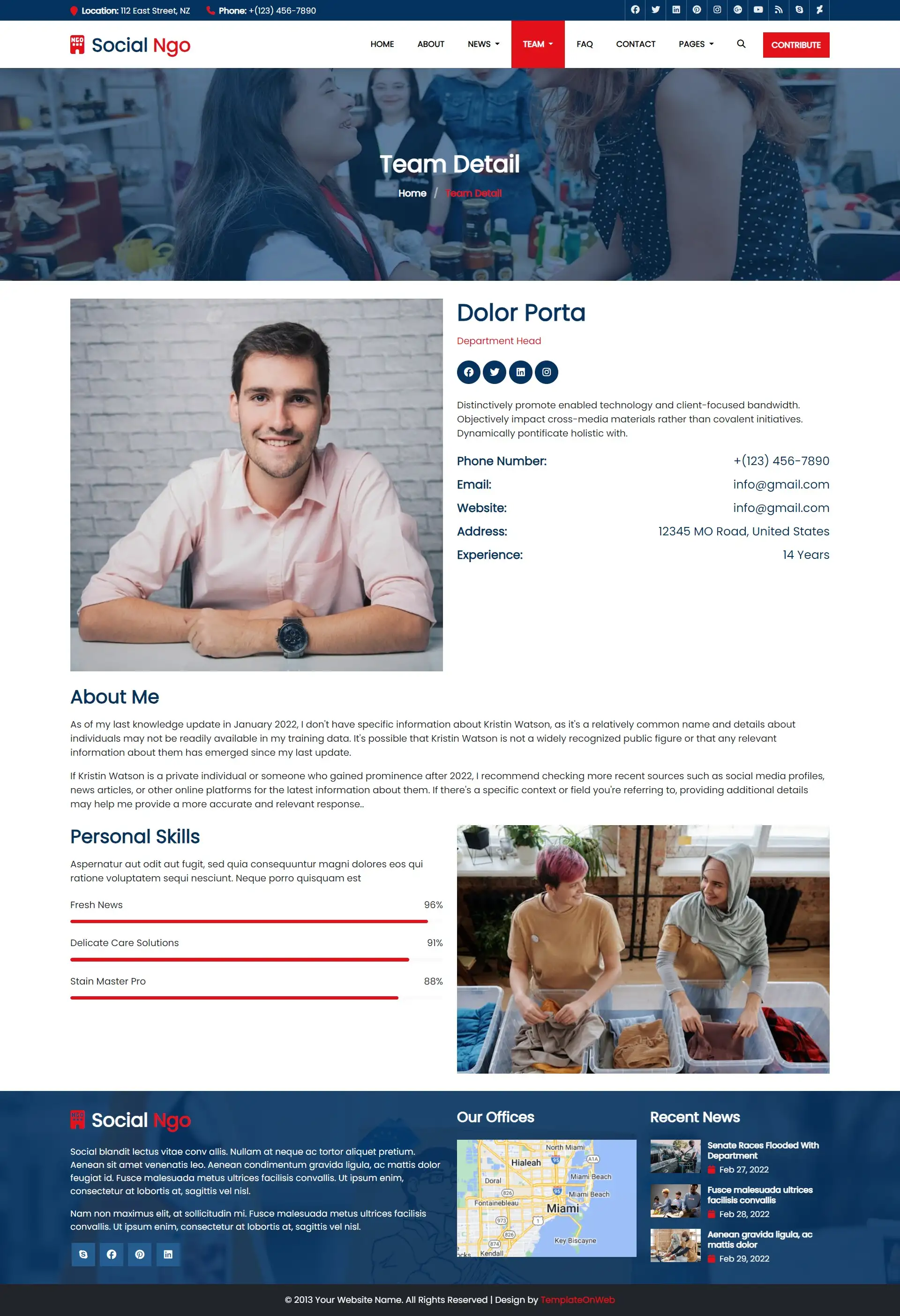 Ngo volunteer details page responsive html