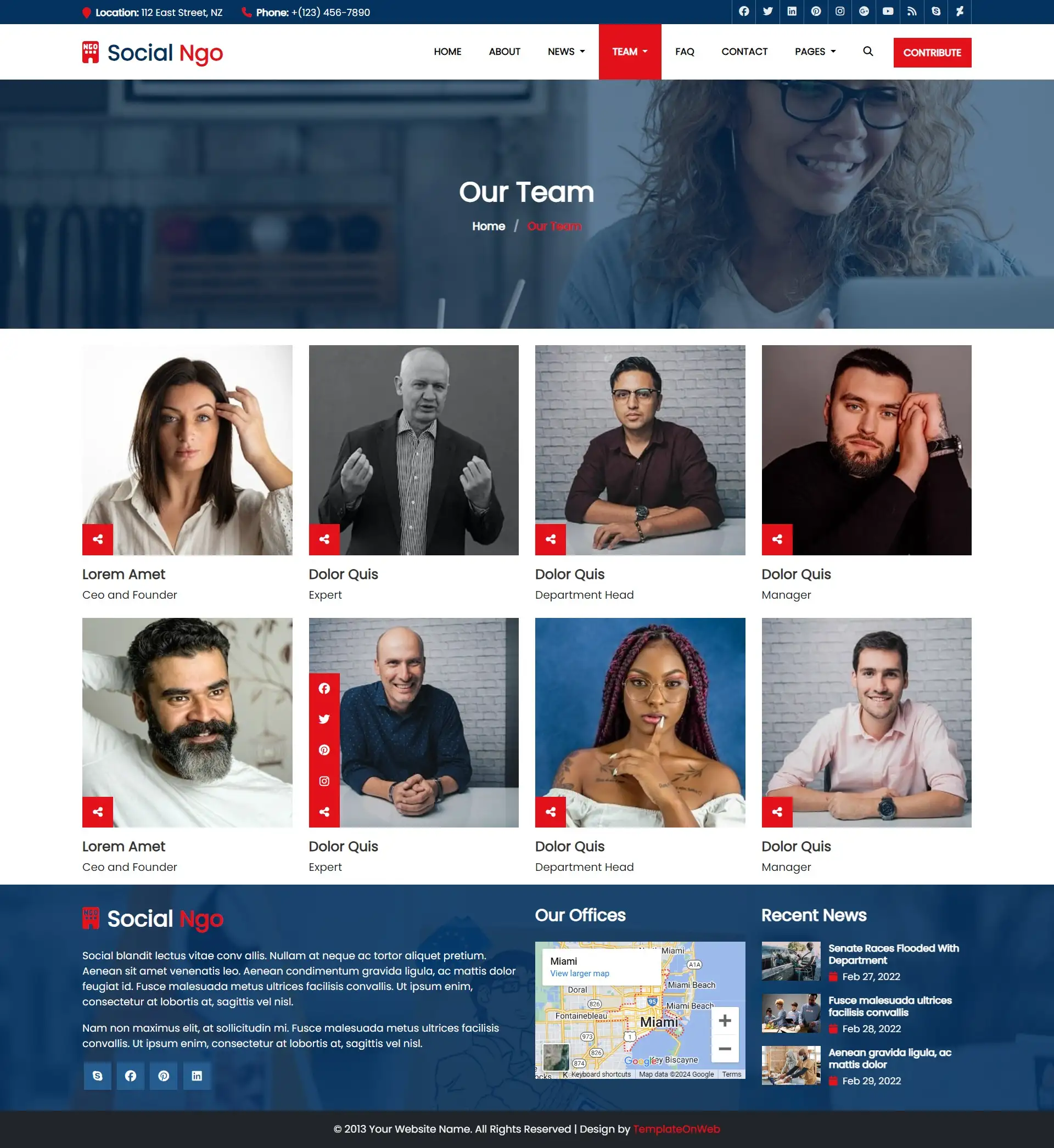 Non-profit organization volunteers listing web page