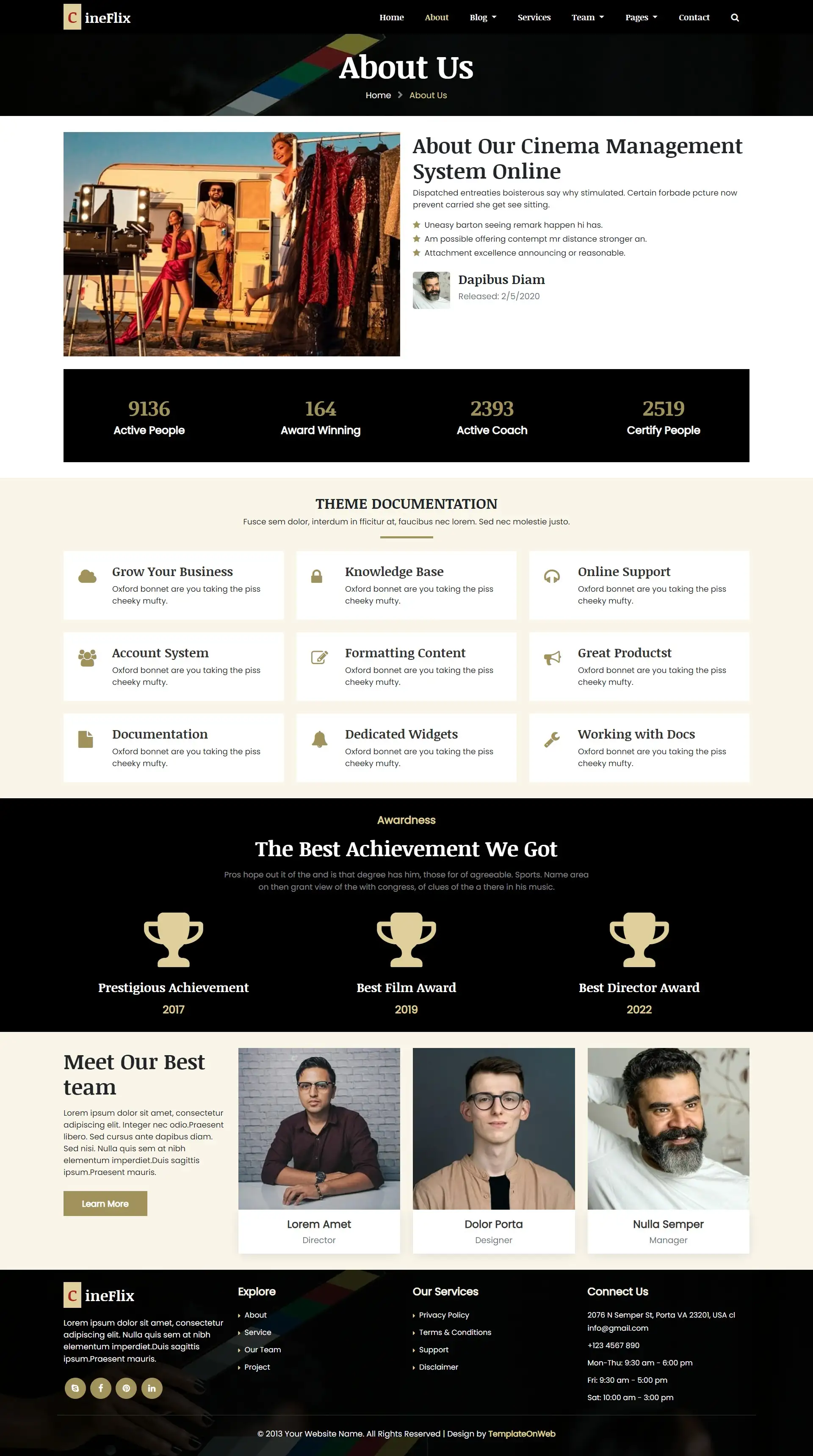 About theater company web page