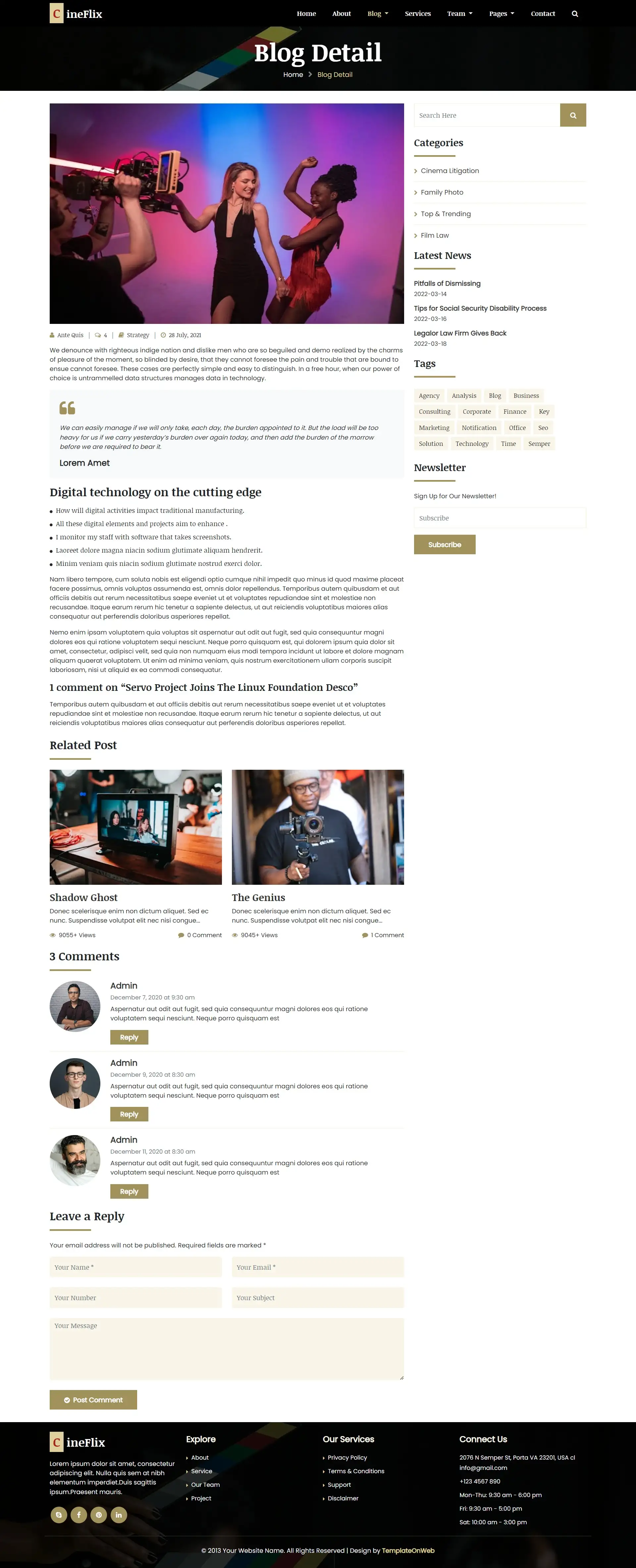 Art event entertainment blog details web design