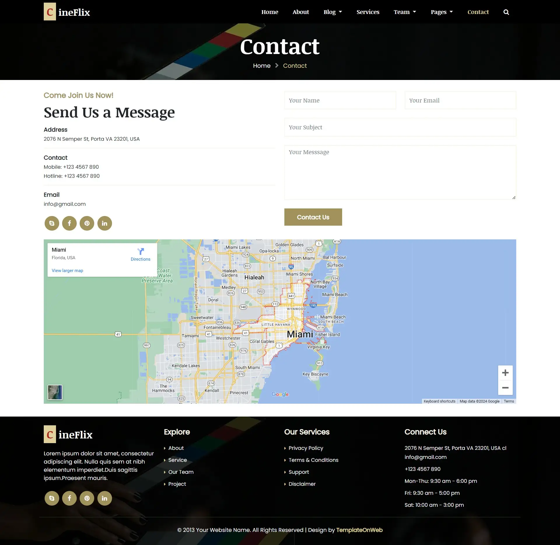Creative studios contact form web design