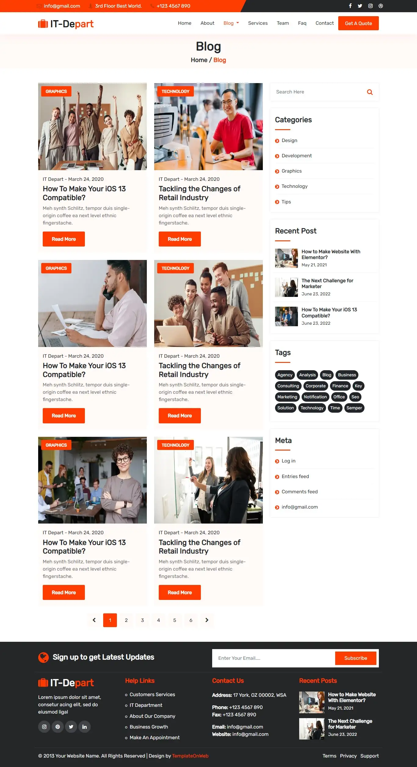 Information technology business blogs page html