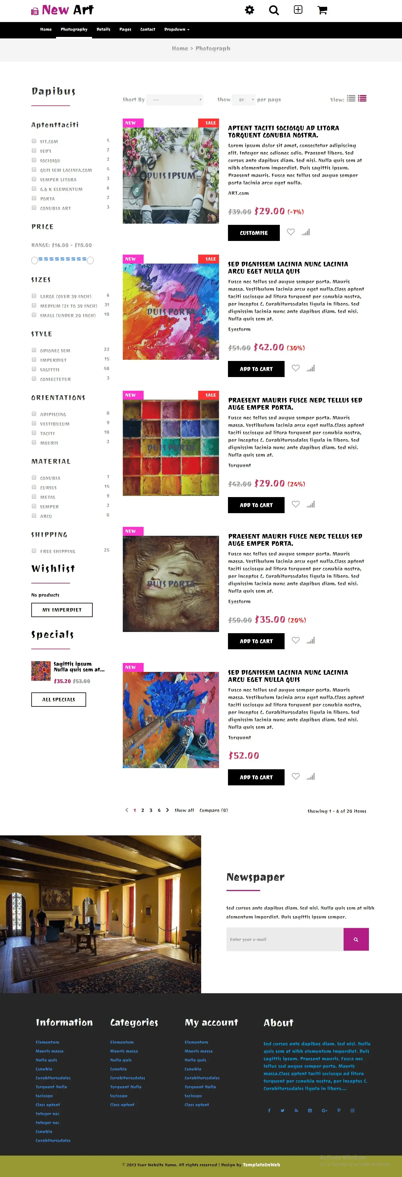 New Art photography HTML page