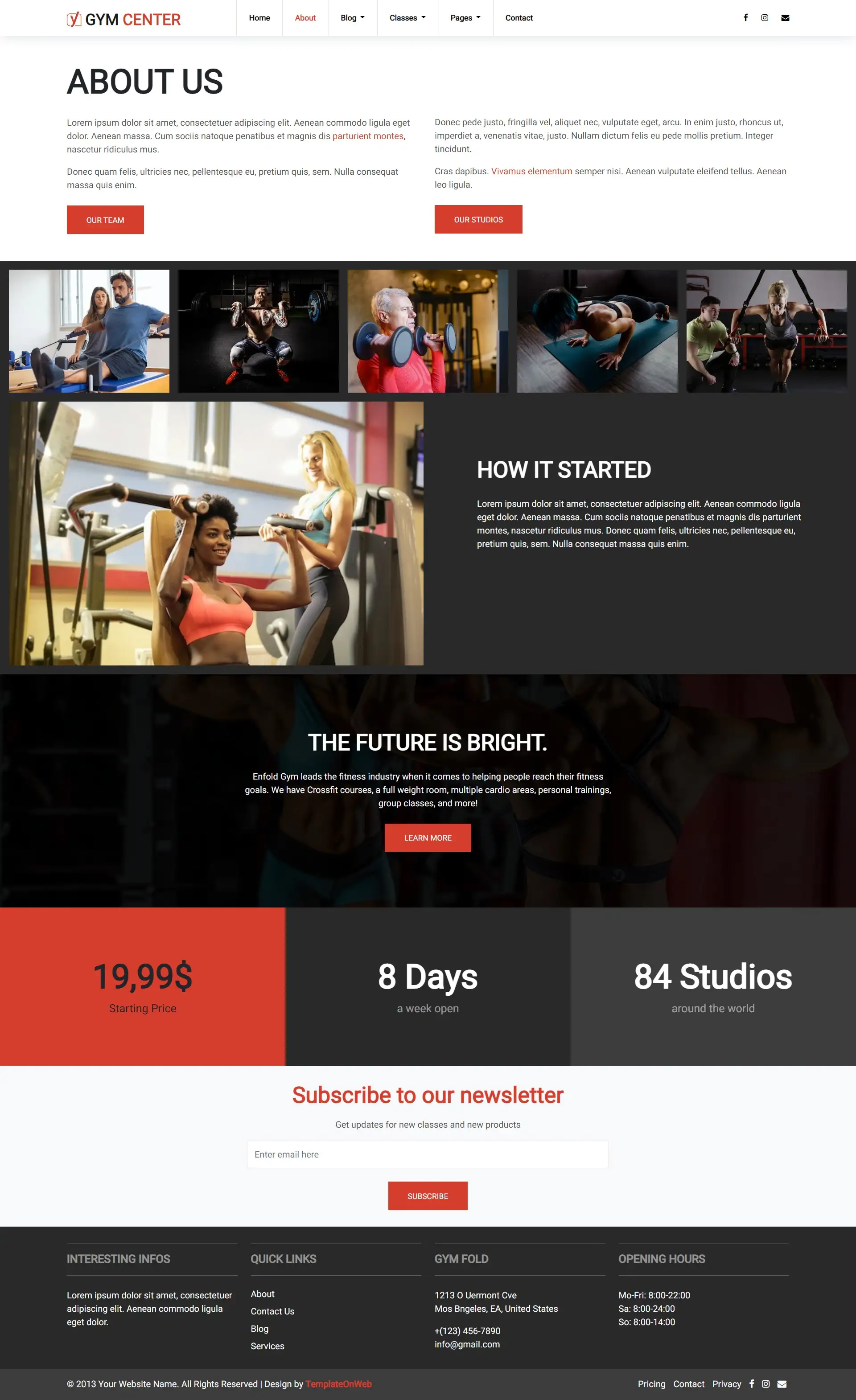 About health club details page html