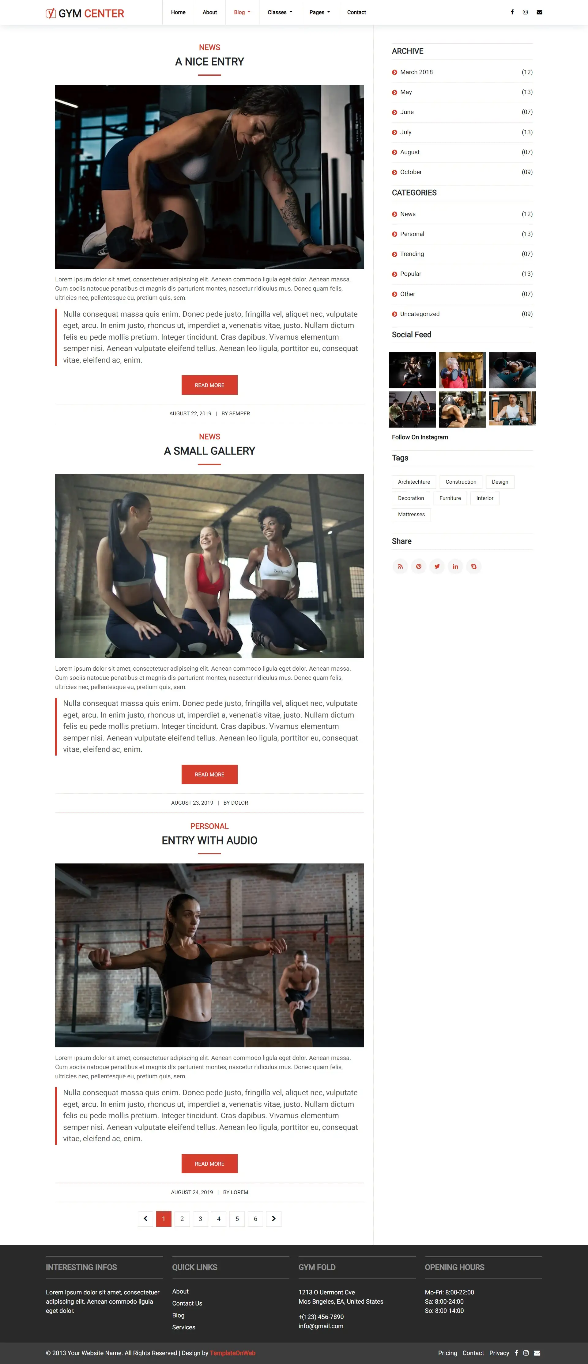 Full-body fitness blogs list css layout
