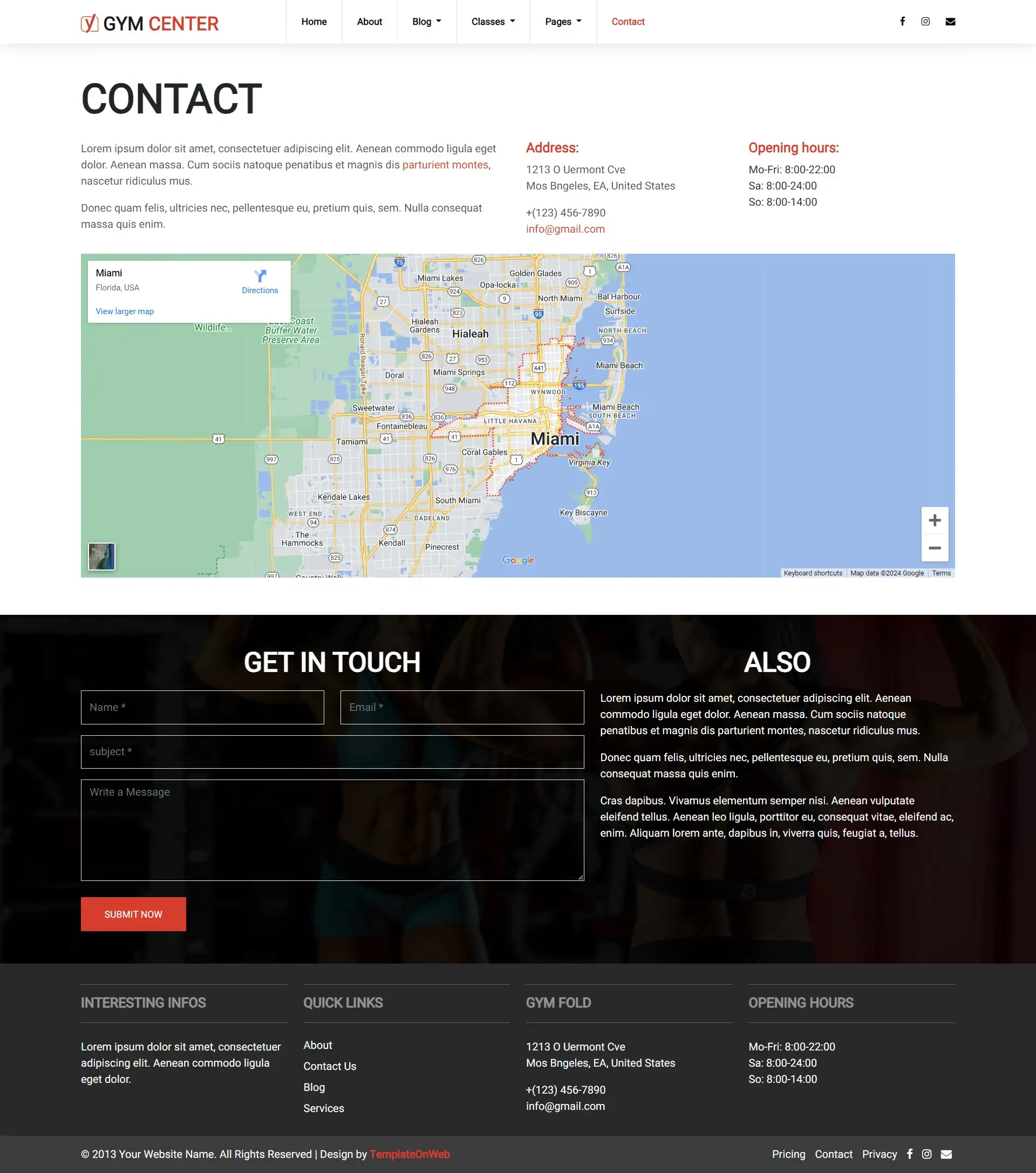Fitness program blog details web page