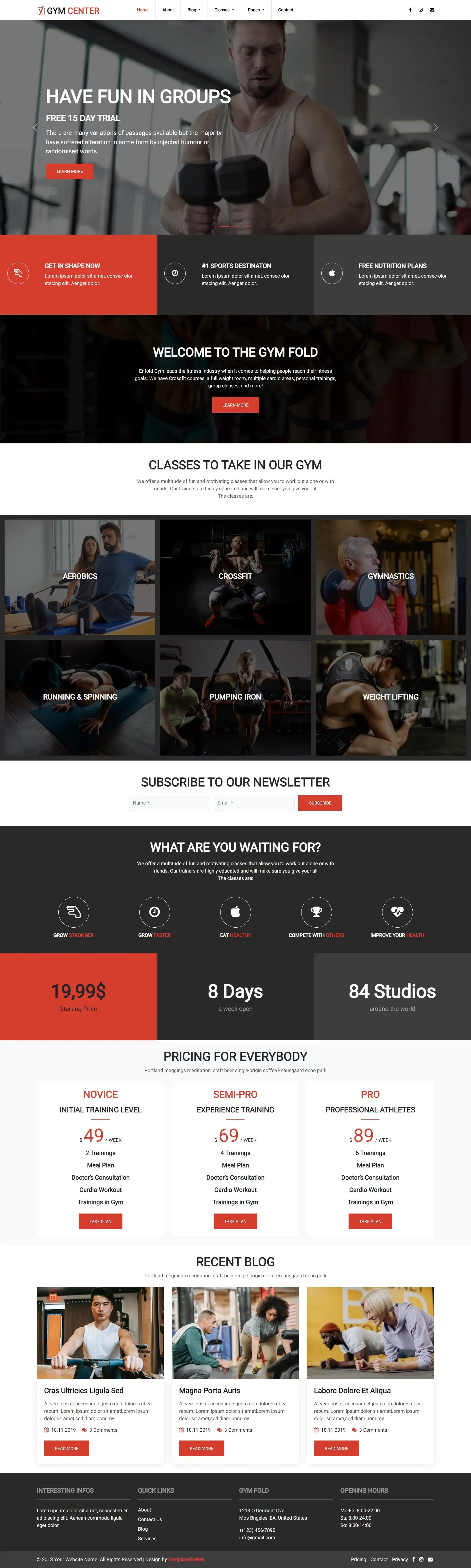 Gym website template bootstrap5