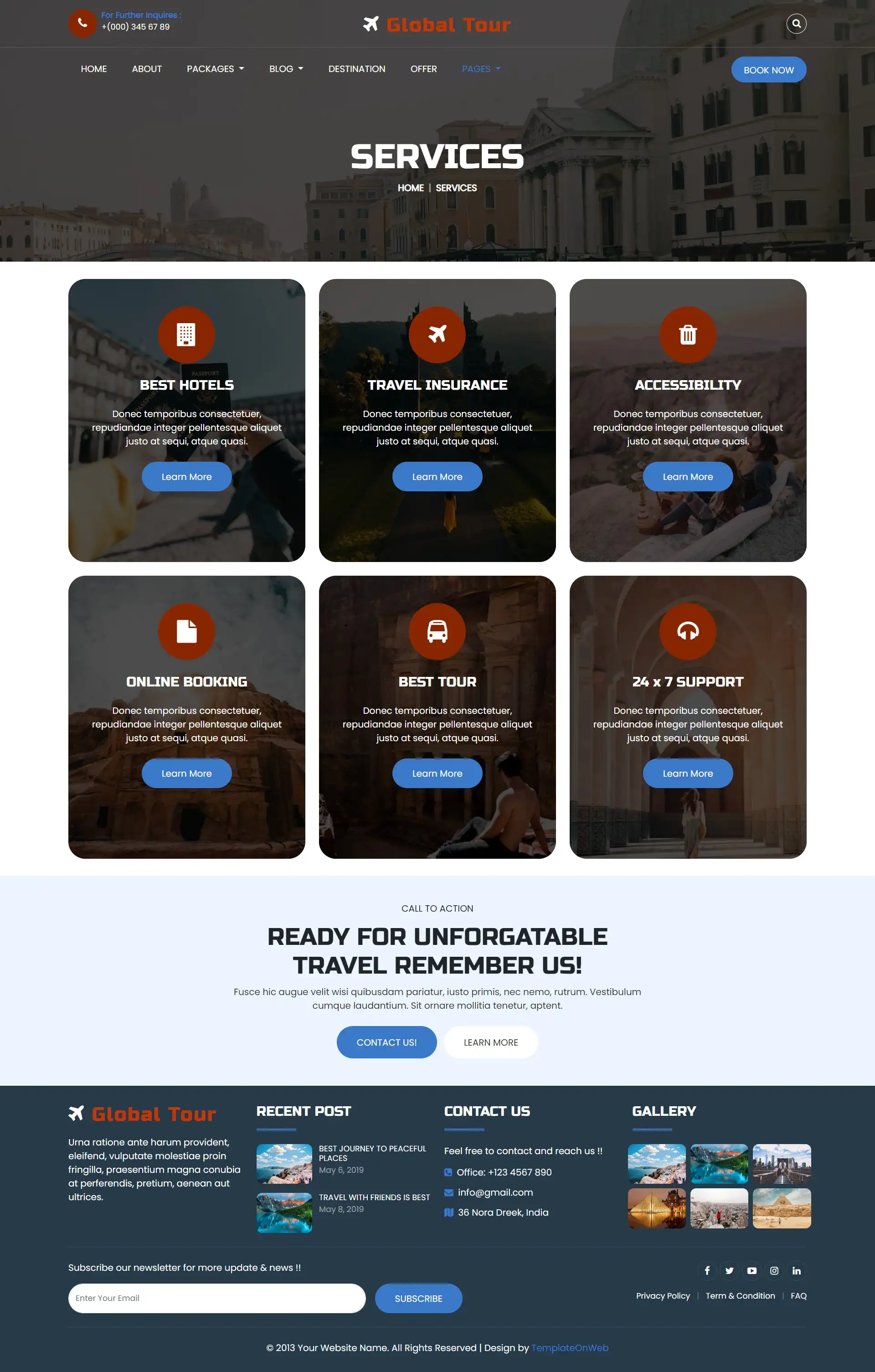 Travel agency services page html