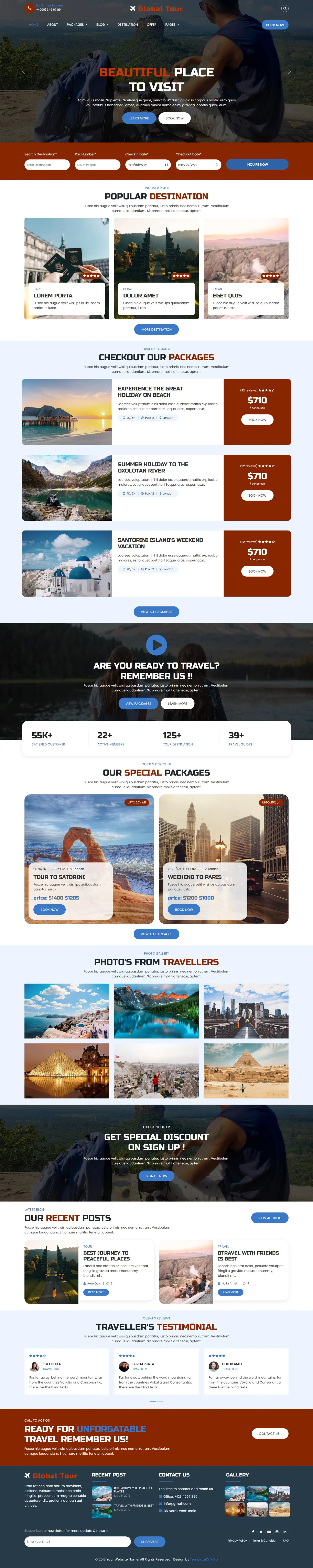 Tour travel website templates home page