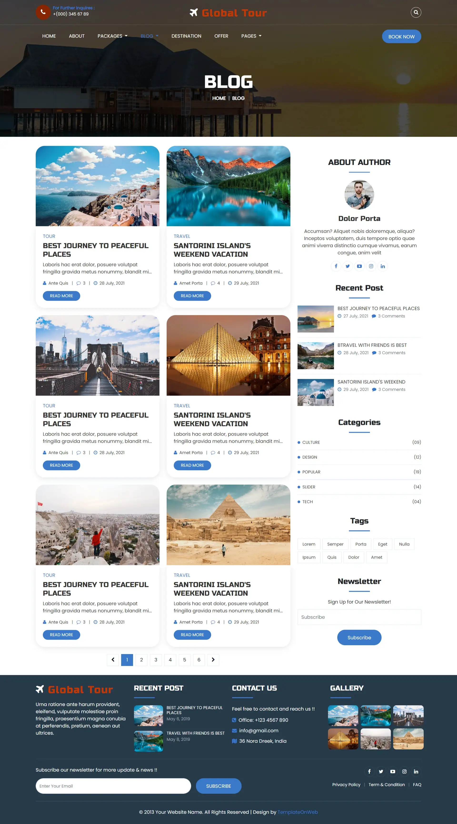 Travel community blogs list page