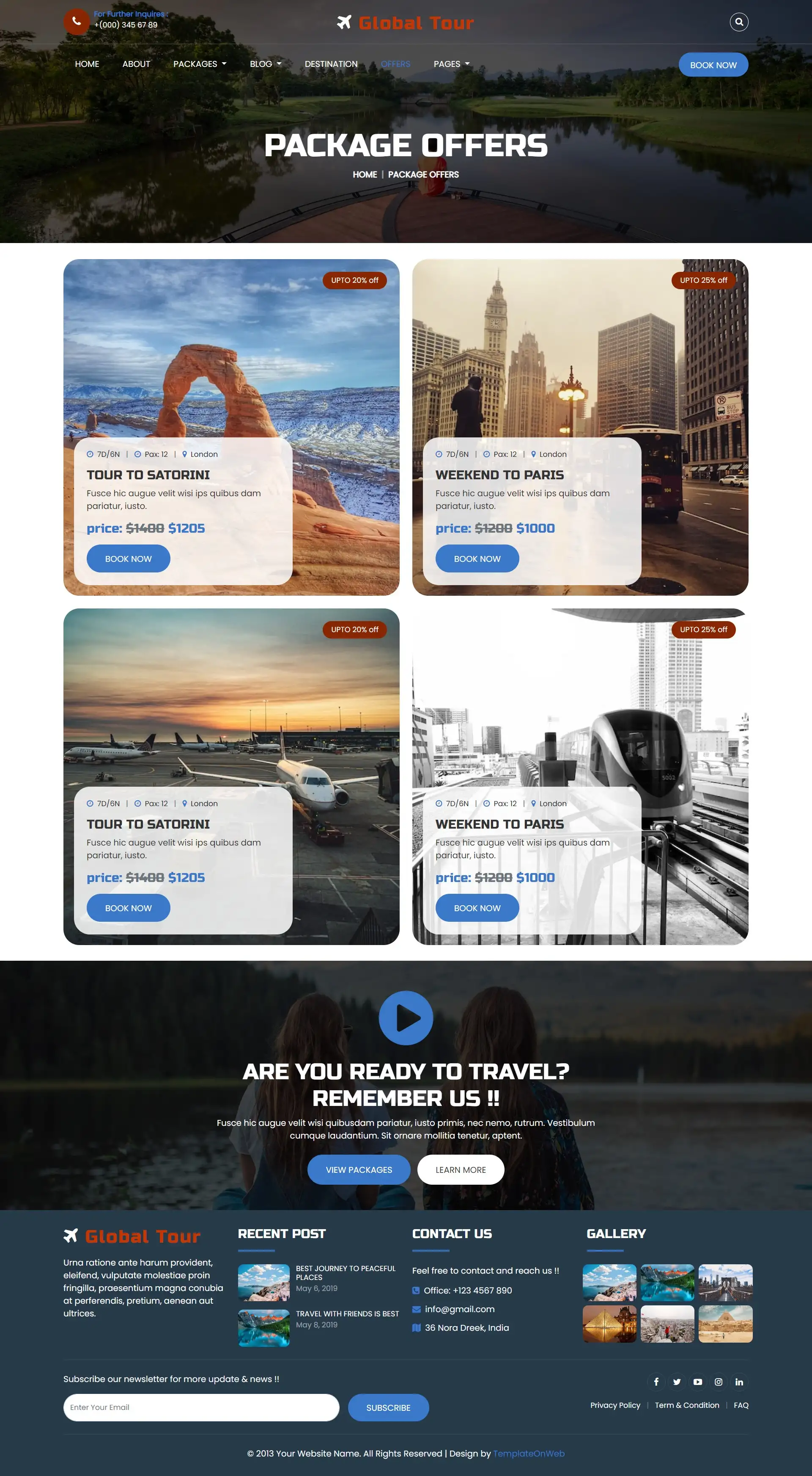 Travel deals and offers page html