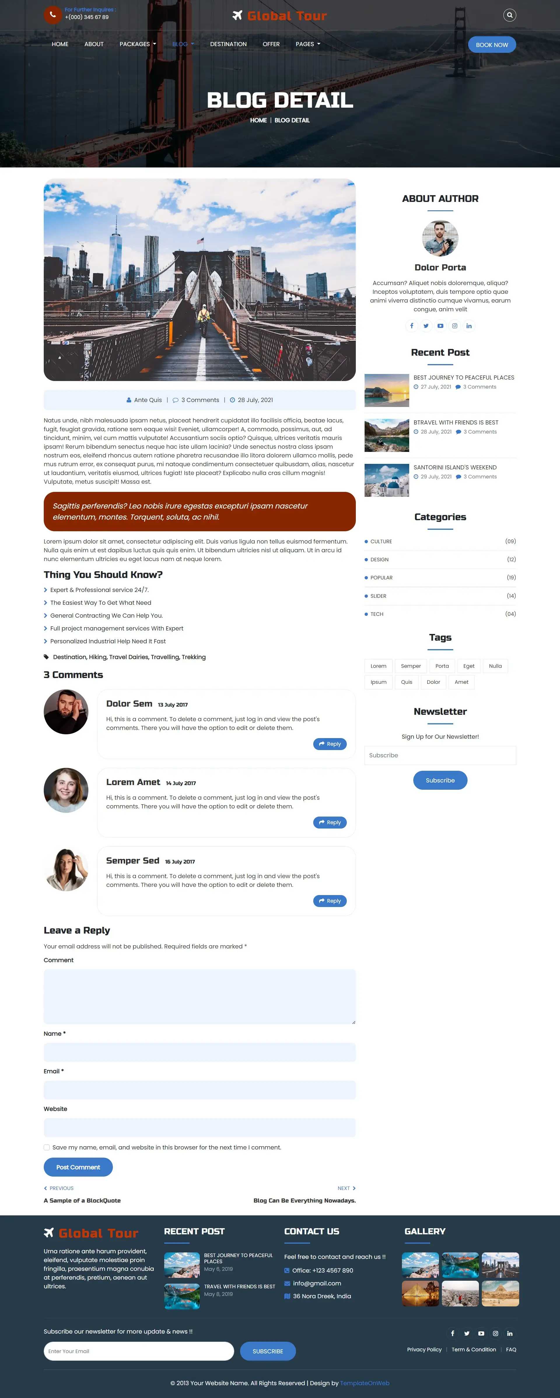 Travel tips and guides blog detail responsive page