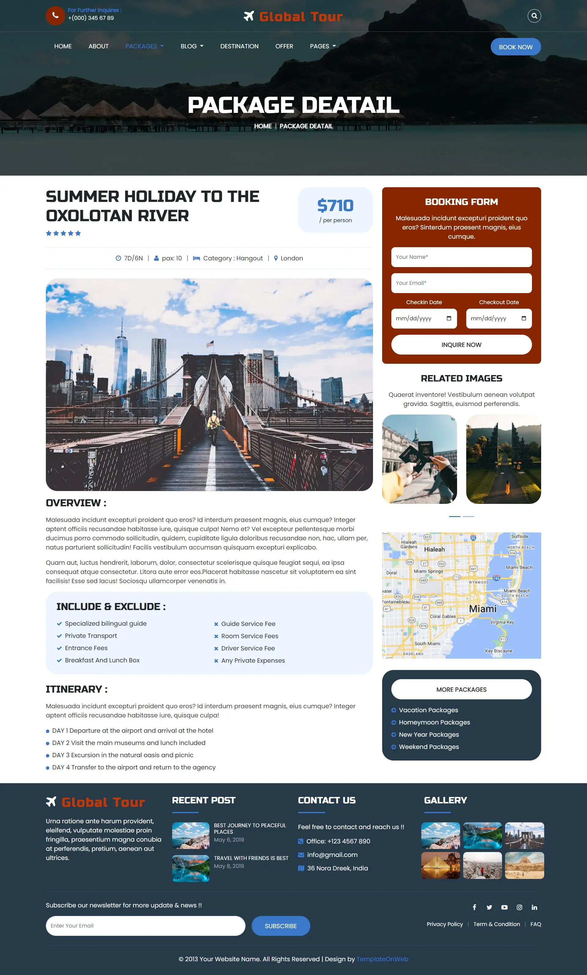 Trip package pricing and stay details bootstrap5