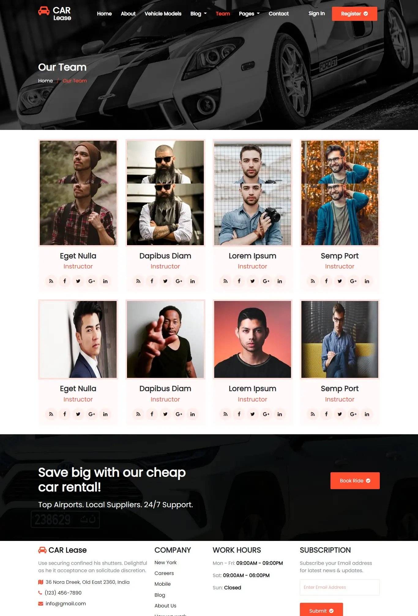 Car hire agency team page bootstrap5